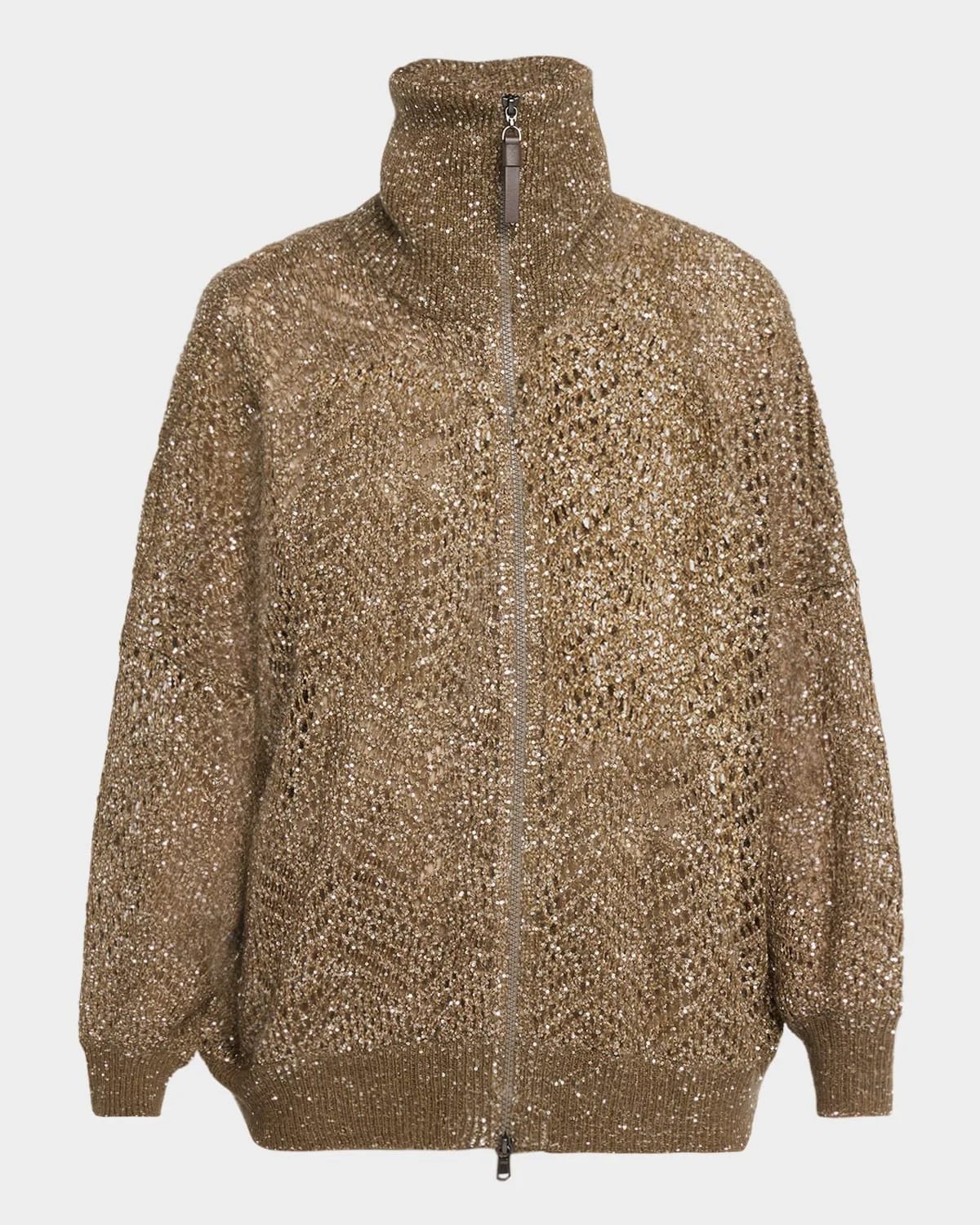 Airy Shimmer Full-Zip Sweater - 1