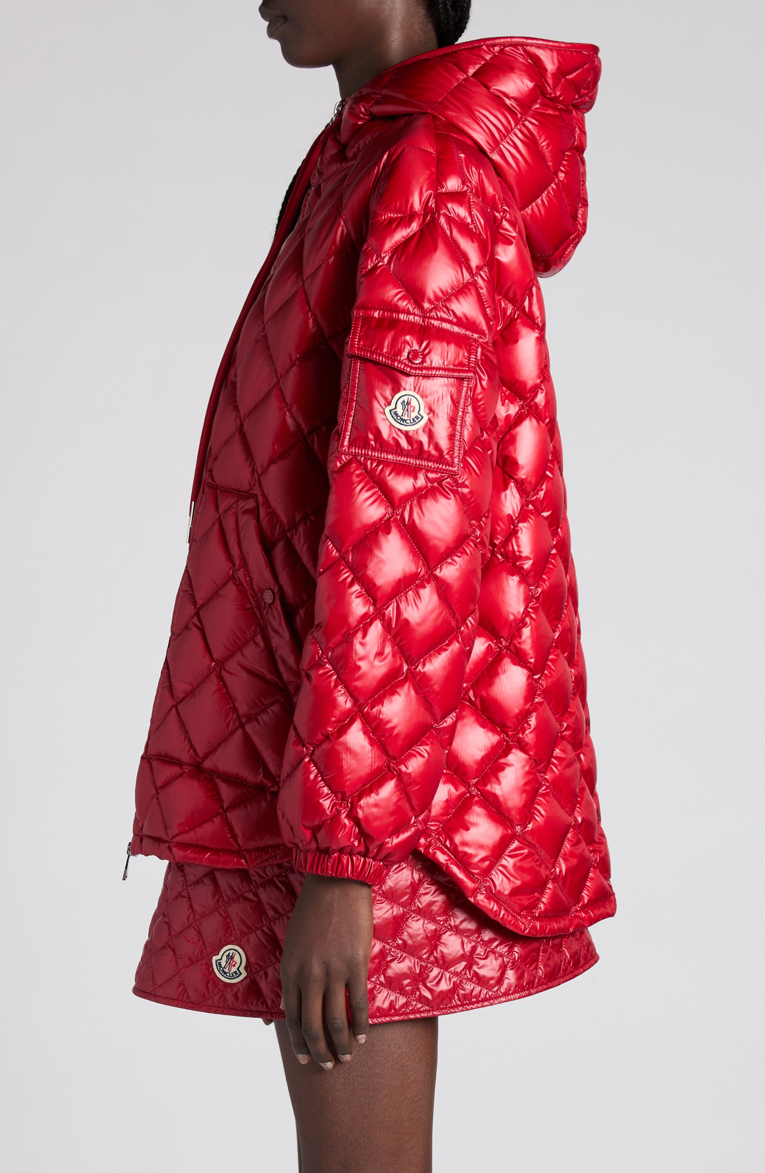 Moncler Diamond Quilted Down Hooded Jacket in Red Auburn at Nordstrom - 4