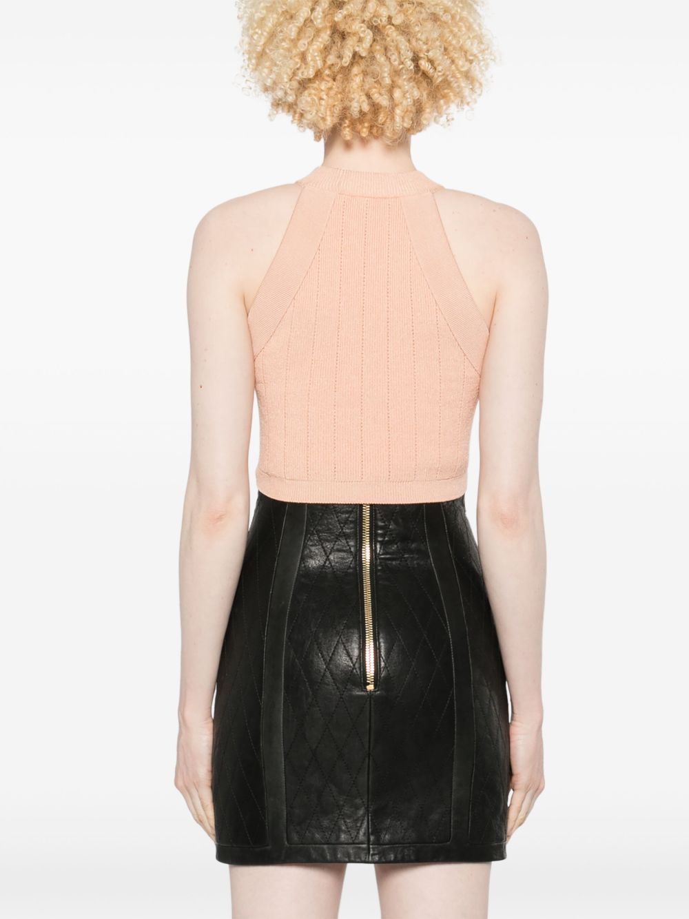 halterneck knitted crop top - 4