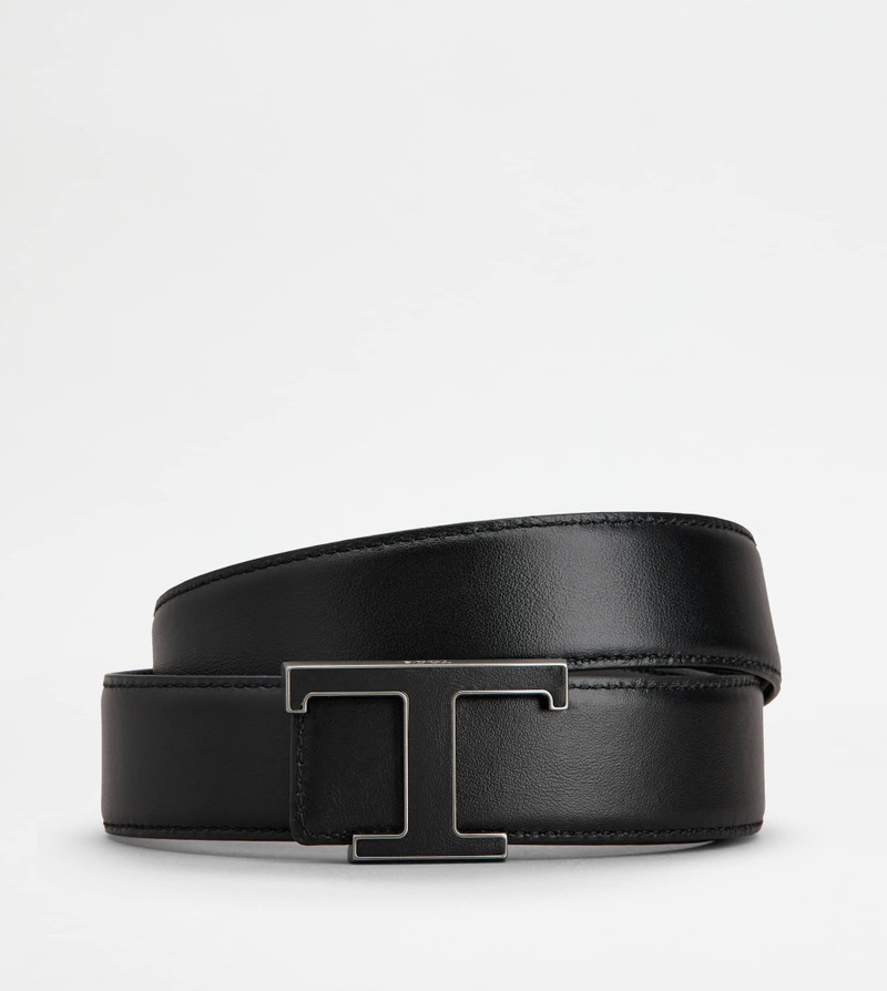 Tod's T TIMELESS REVERSIBLE BELT IN LEATHER - BLACK outlook