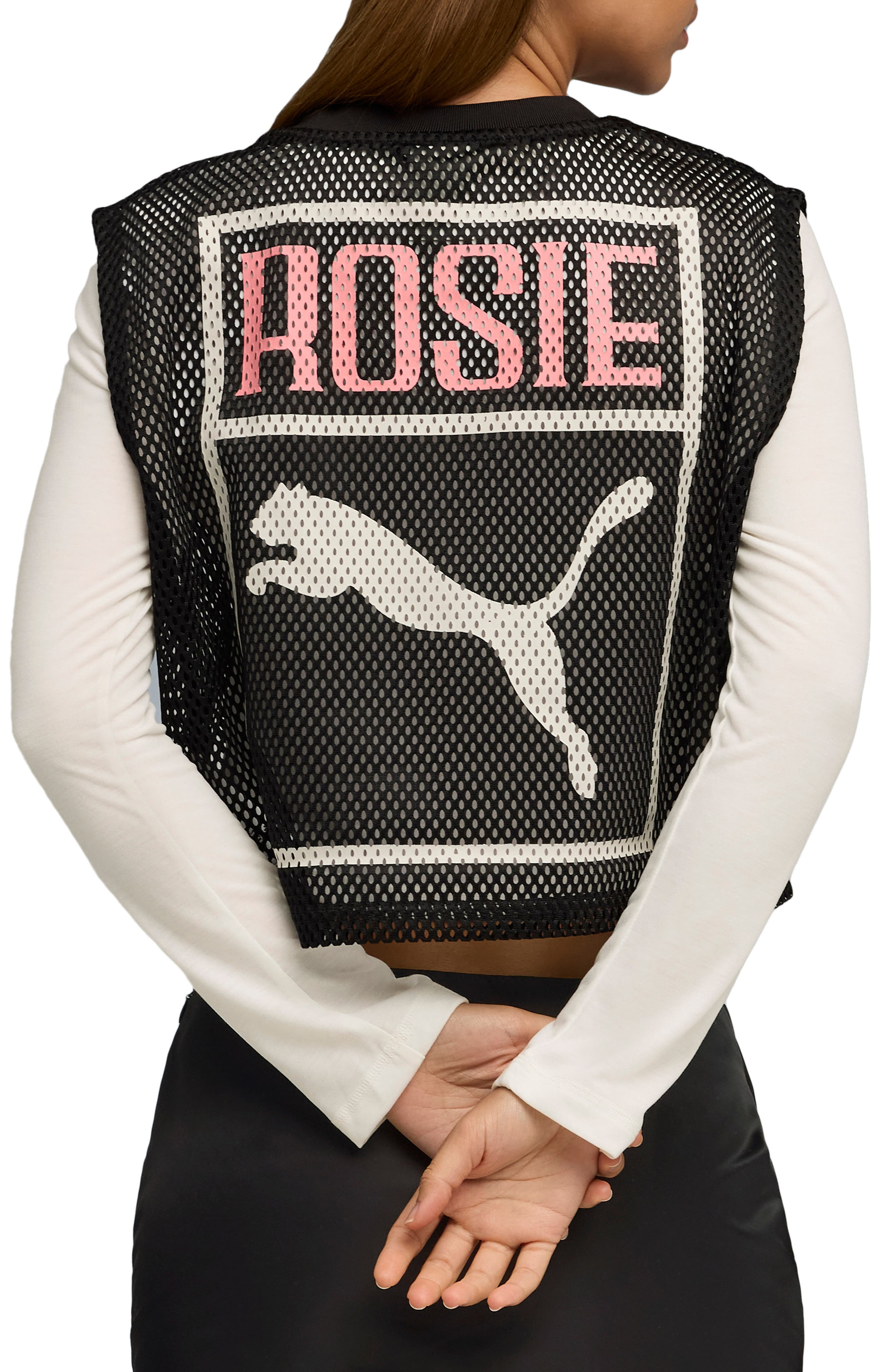 PUMA x Rosé Sleeveless Mesh Jersey in Puma Black at Nordstrom - 2