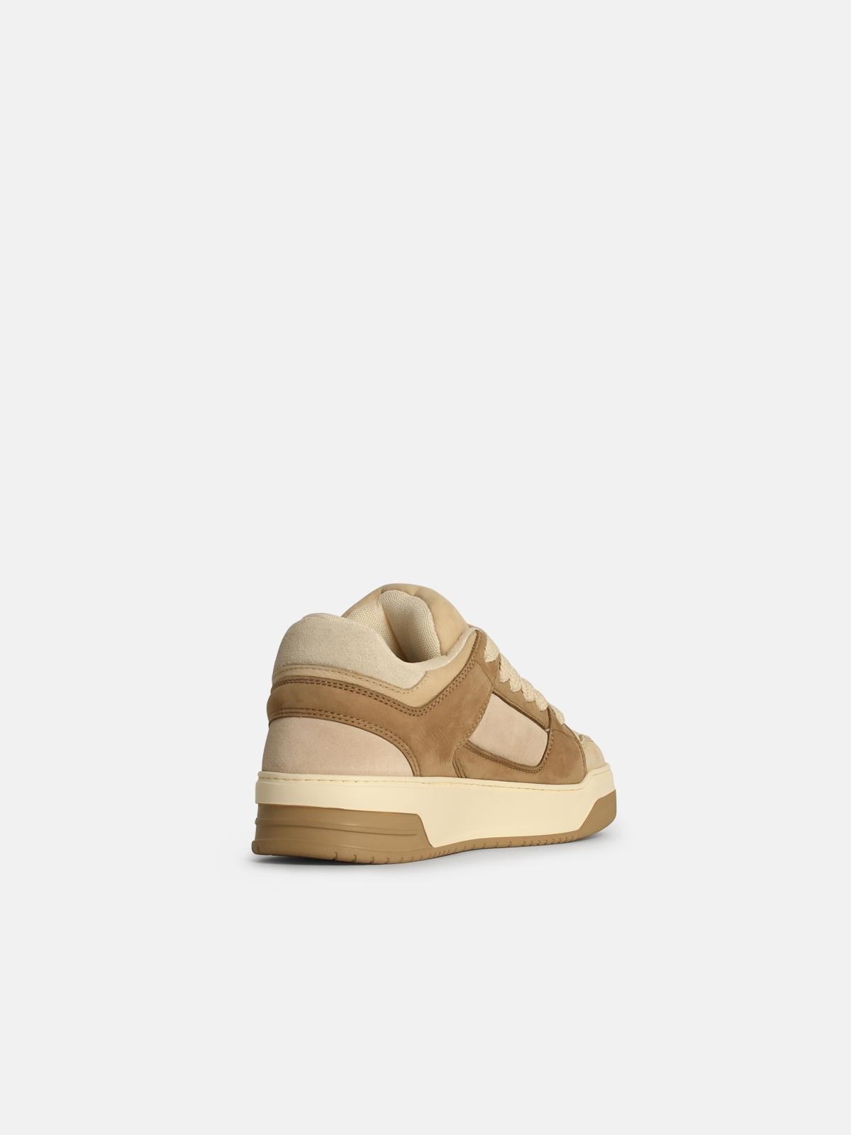 'H667' BEIGE LEATHER SNEAKERS - 3