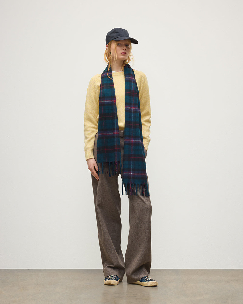 Culzean Plaid Bottle Green Cashmere Scarf 3