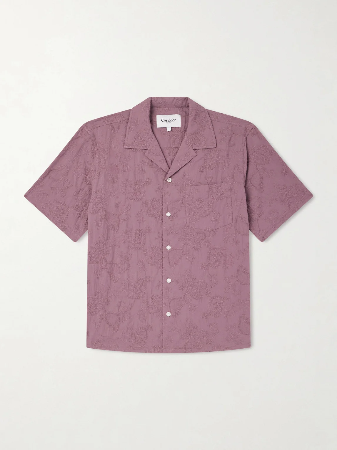 Camp Collar Paisley-Embroidered Cotton Shirt - 1