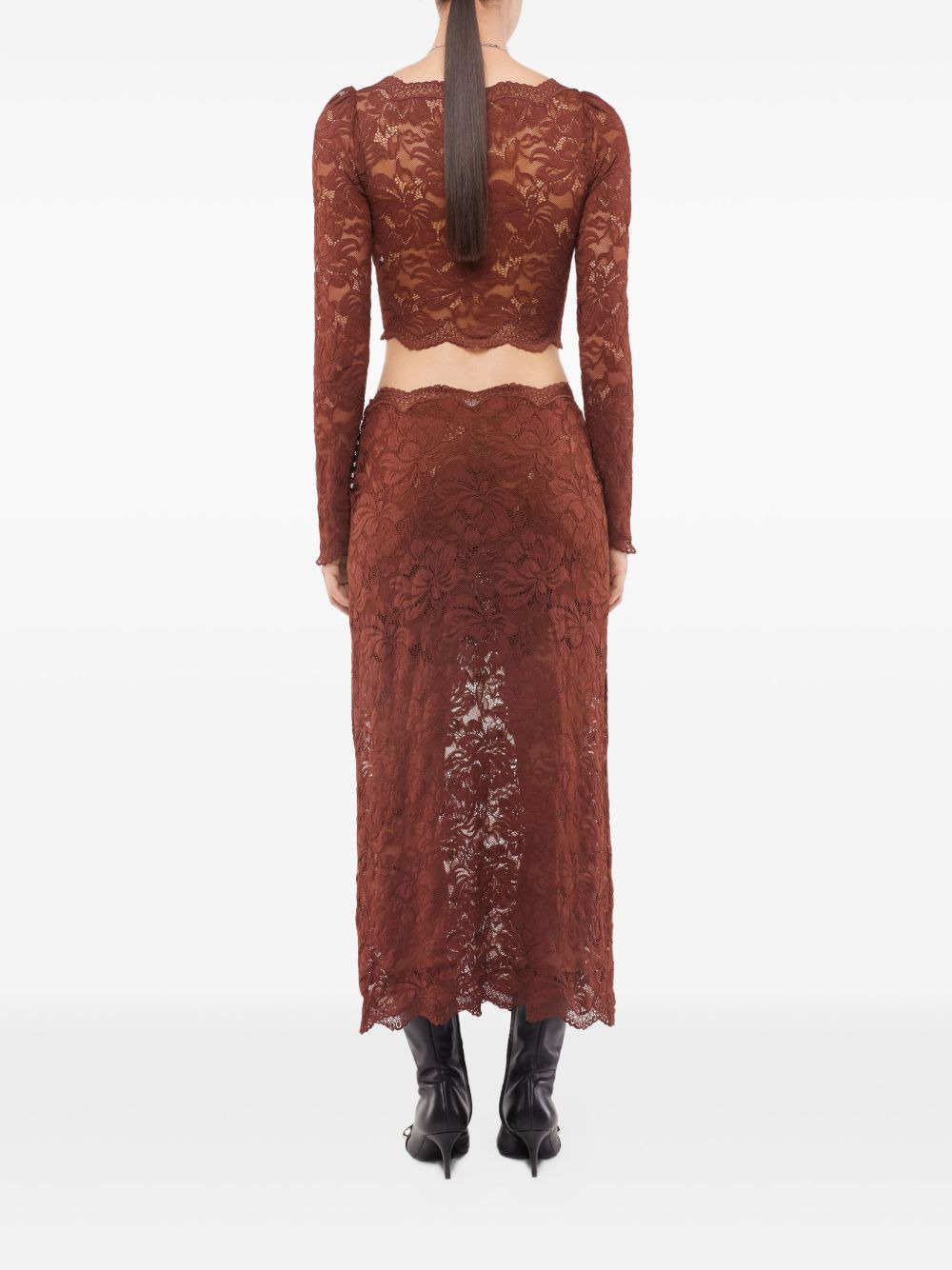 lace floral midi skirt - 3
