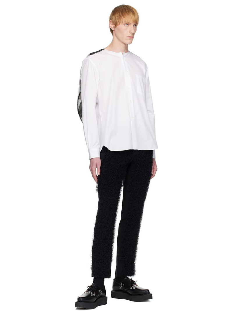 Comme des Garçons Homme Plus White & Black Broad & Tulle Cotton Cloth Collarless Shirt outlook