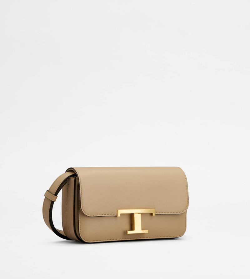 T TIMELESS CROSSBODY BAG IN LEATHER MICRO - BEIGE 3