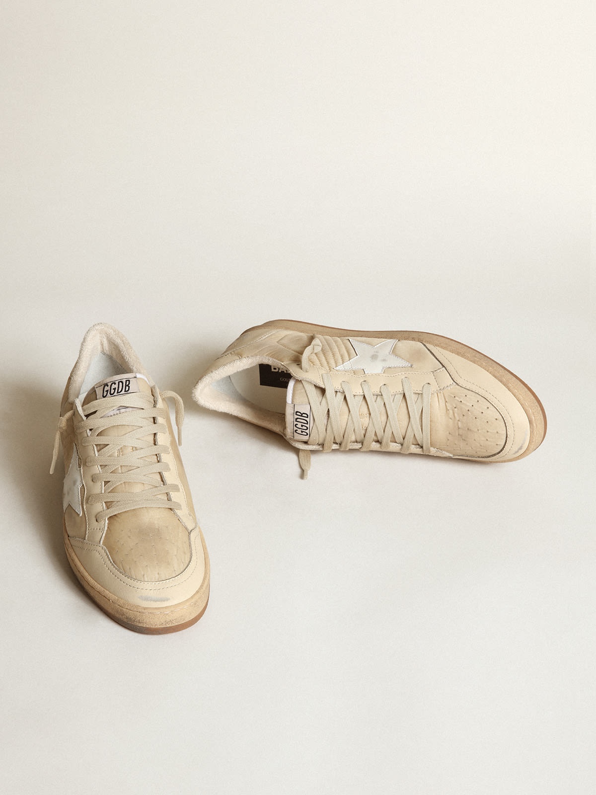Golden Goose Women's Ball Star sneakers in milk-white nylon