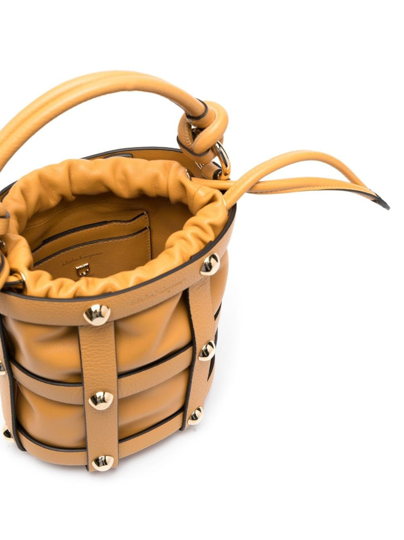 Cage calf-leather bucket bag 5