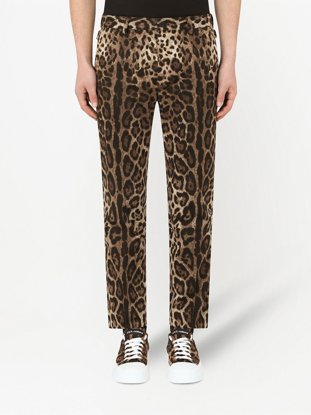 leopard-print straight-leg trousers - 3