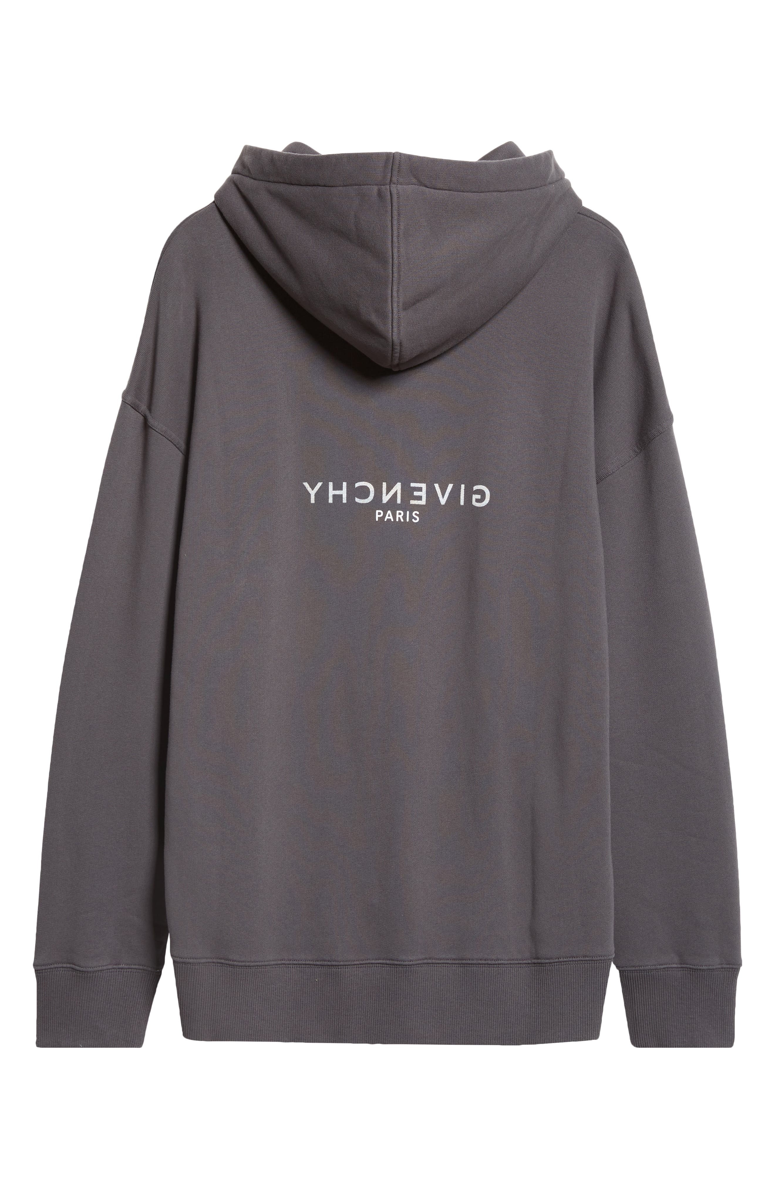 Givenchy Slim Fit Reverse Cotton Logo Hoodie in Charcoal at Nordstrom - 7