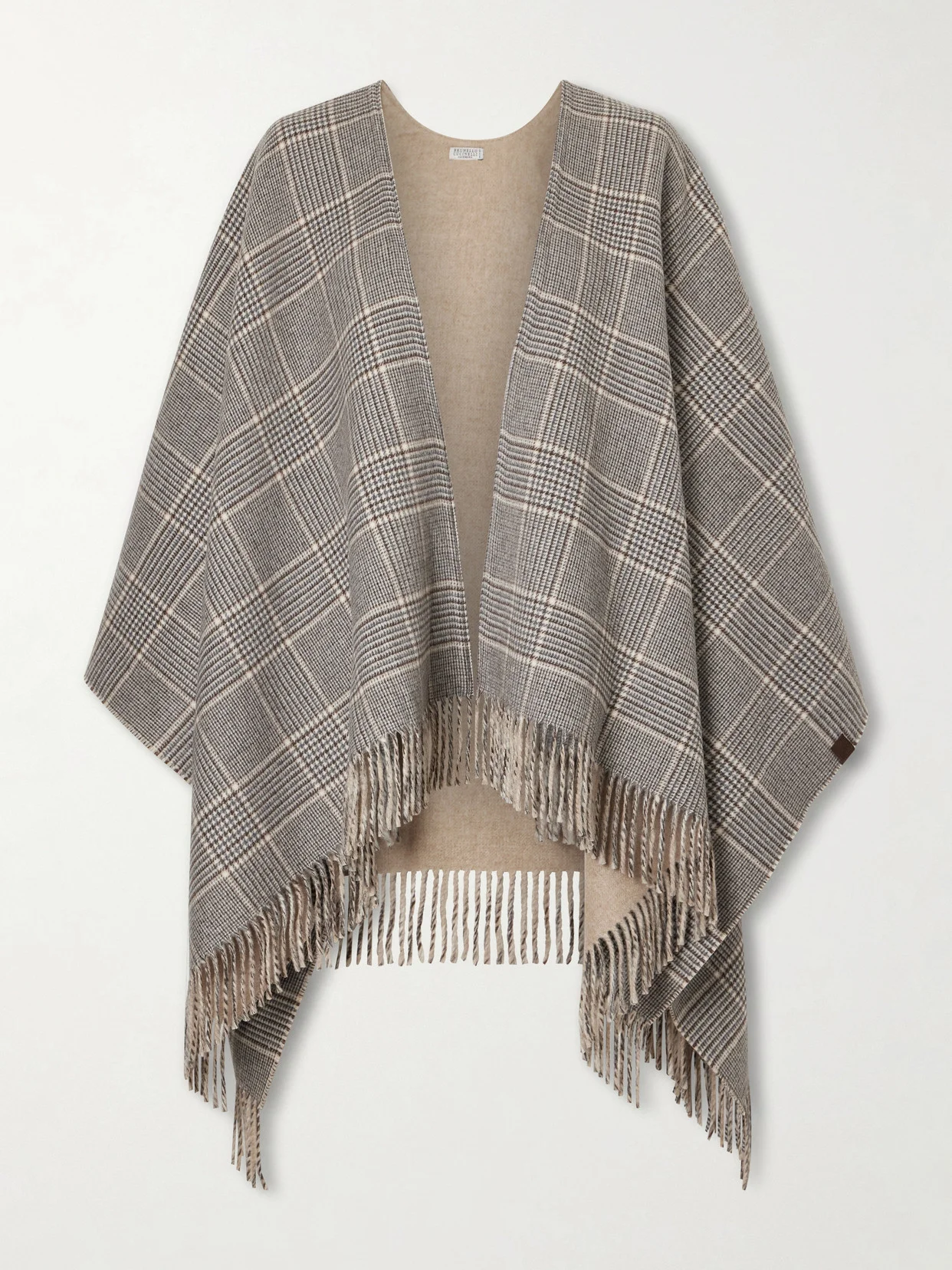 Fringed Prince-of-wales Checked Cashmere Wrap - 1
