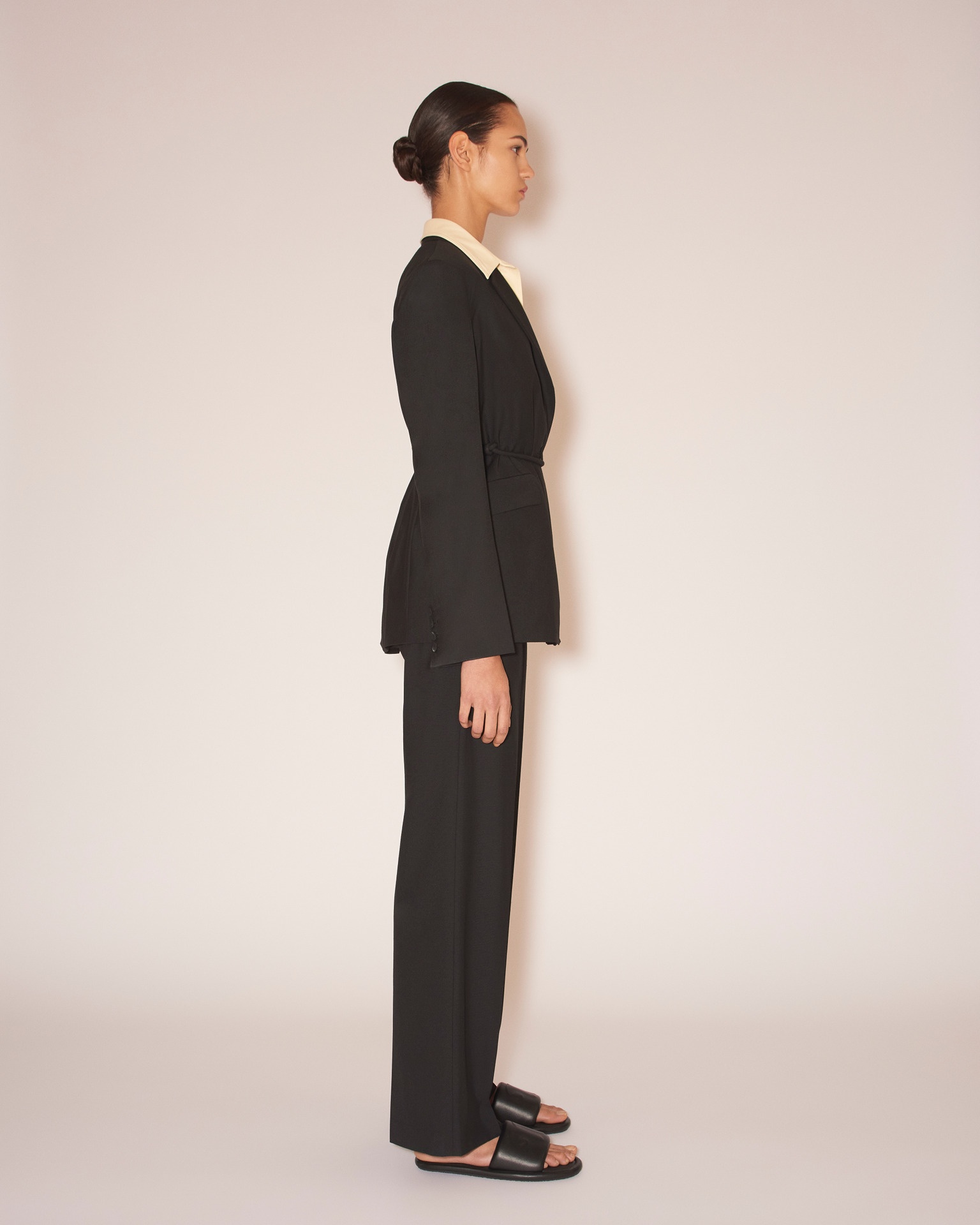 MARIKO - Summer suiting tie-waist blazer - Black - 5