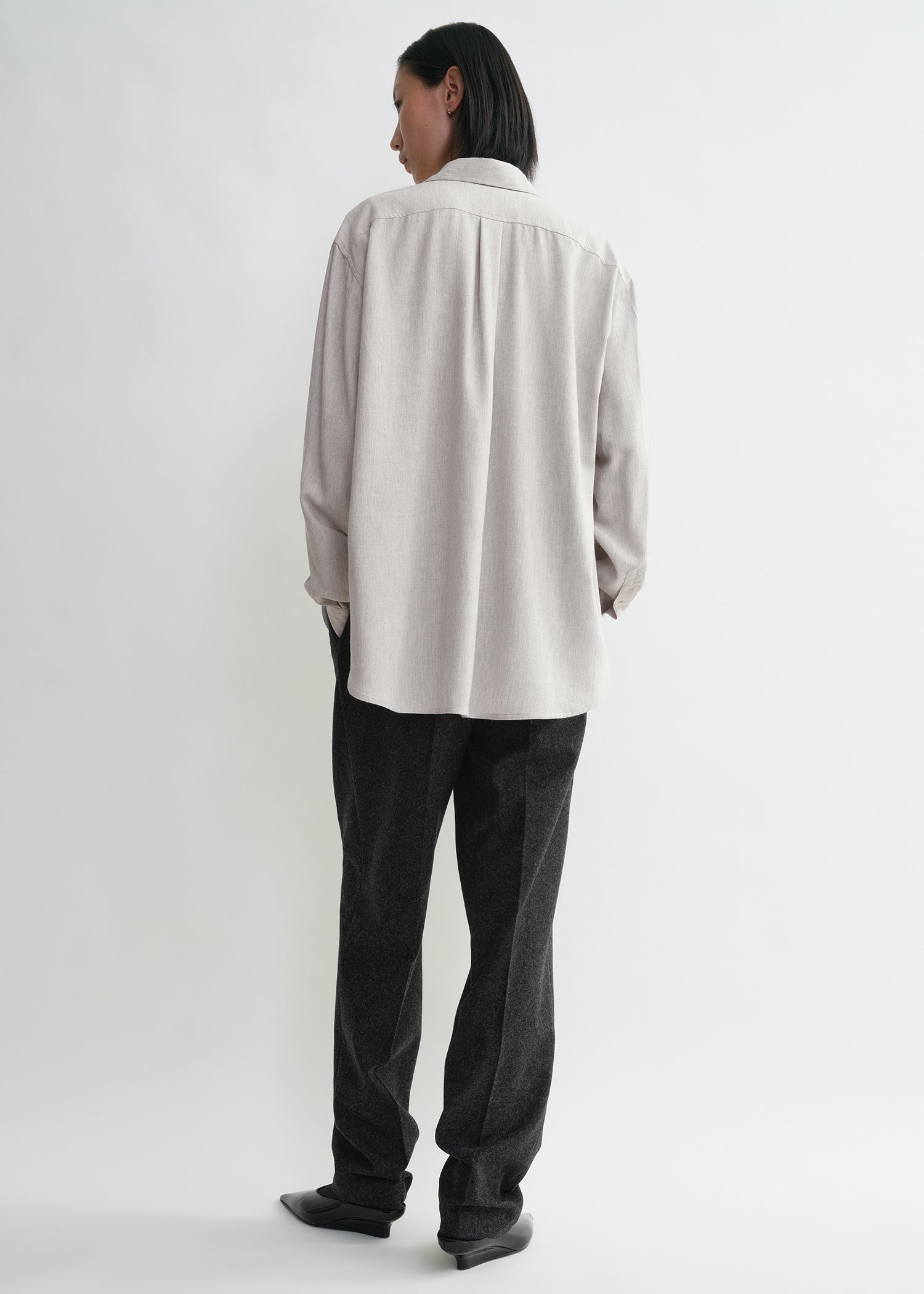 Fluid viscose-blend shirt pale grey mélange - 4