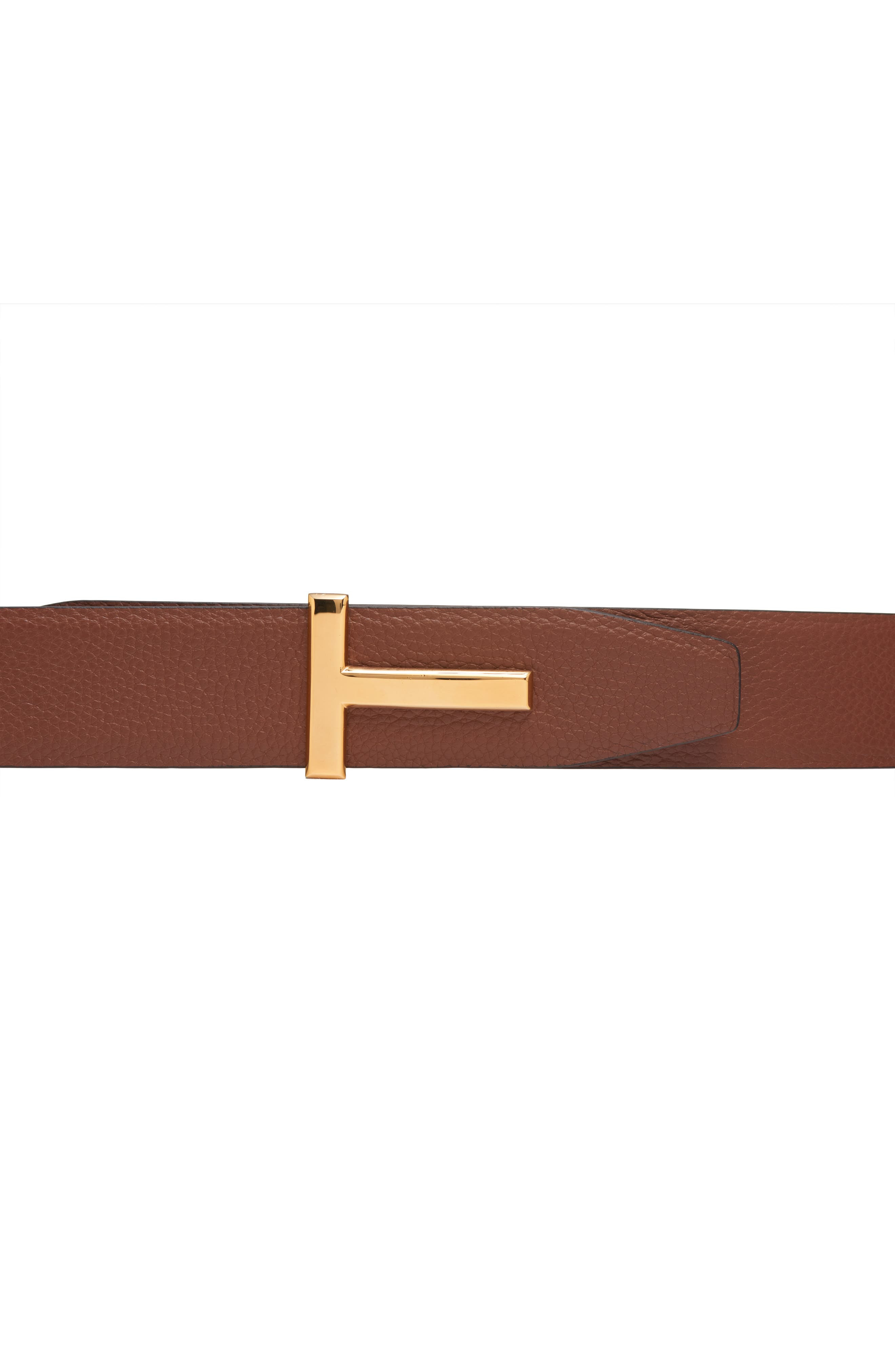 TOM FORD T Icon Reversible Soft Grain Leather Belt in 3Bn40 Mid Brown/Black at Nordstrom - 2