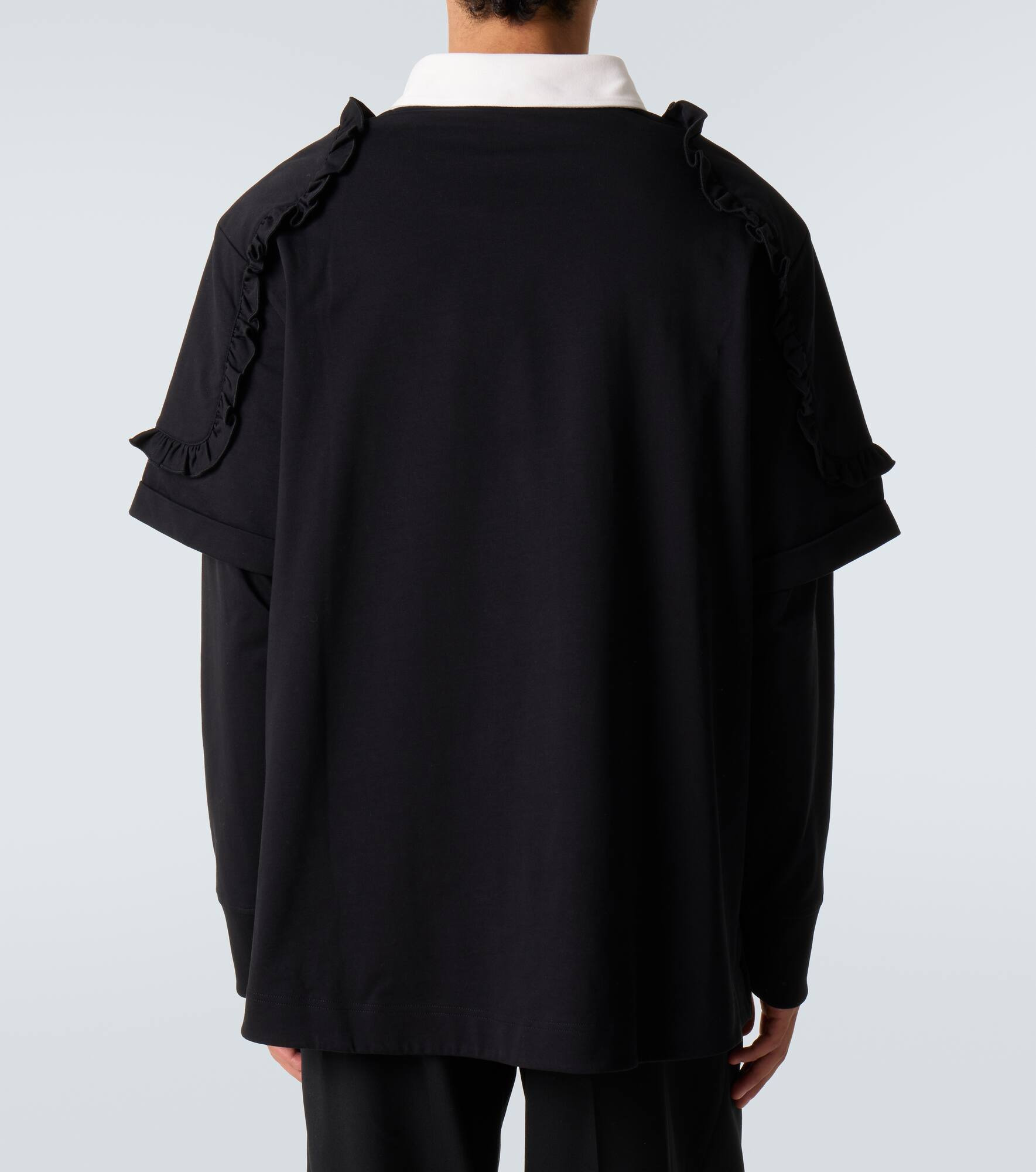 Layered ruffled cotton jersey polo shirt - 4