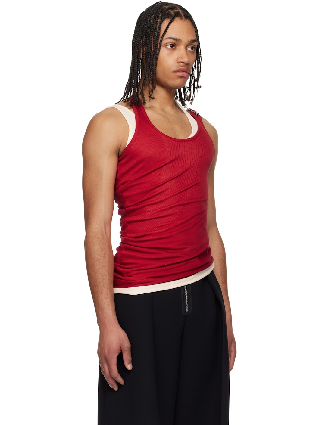 Red & Off-White 'The Draped Double' Tank Top - 2