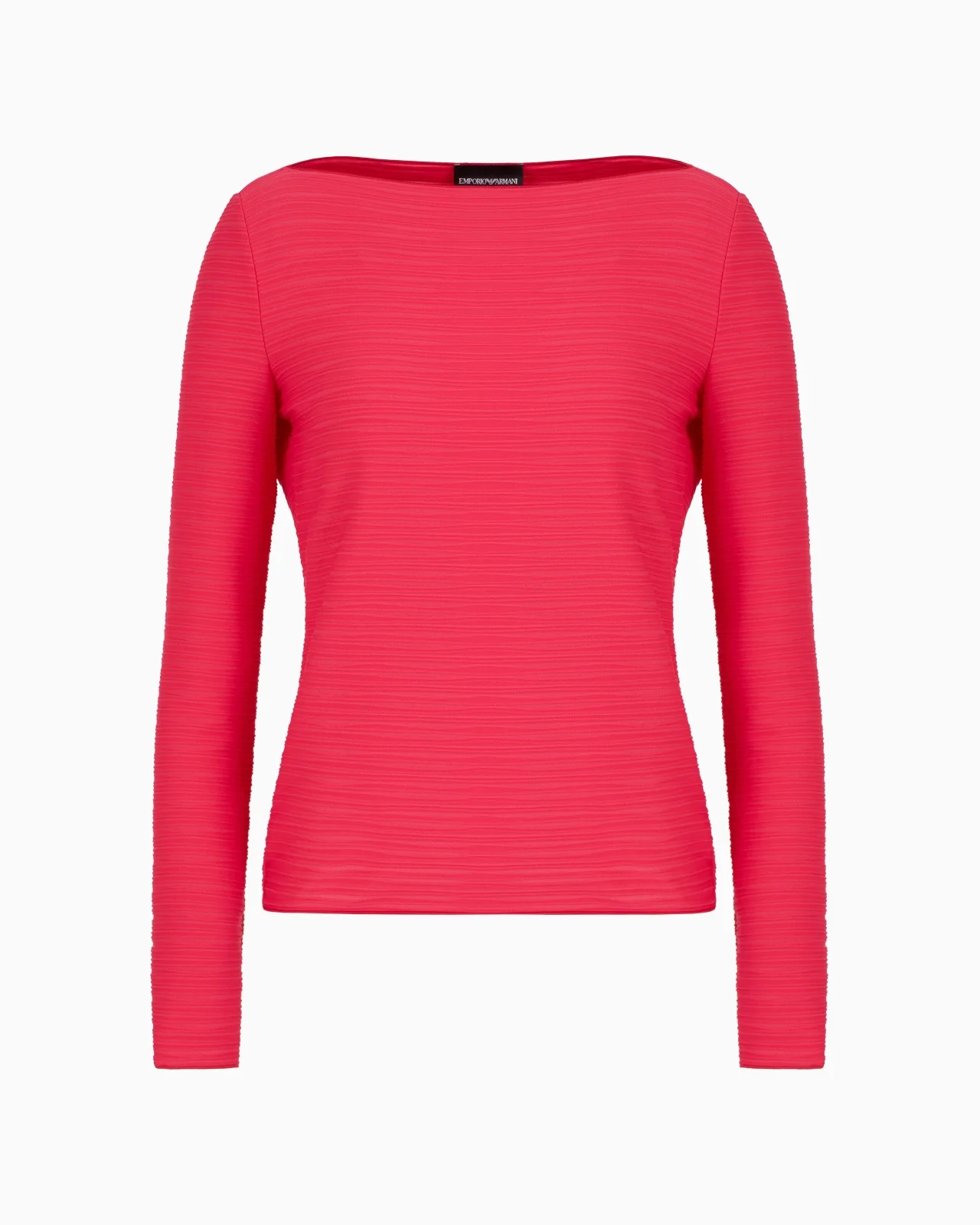 Stretch jacquard nylon jersey boat-neck jumper - 1