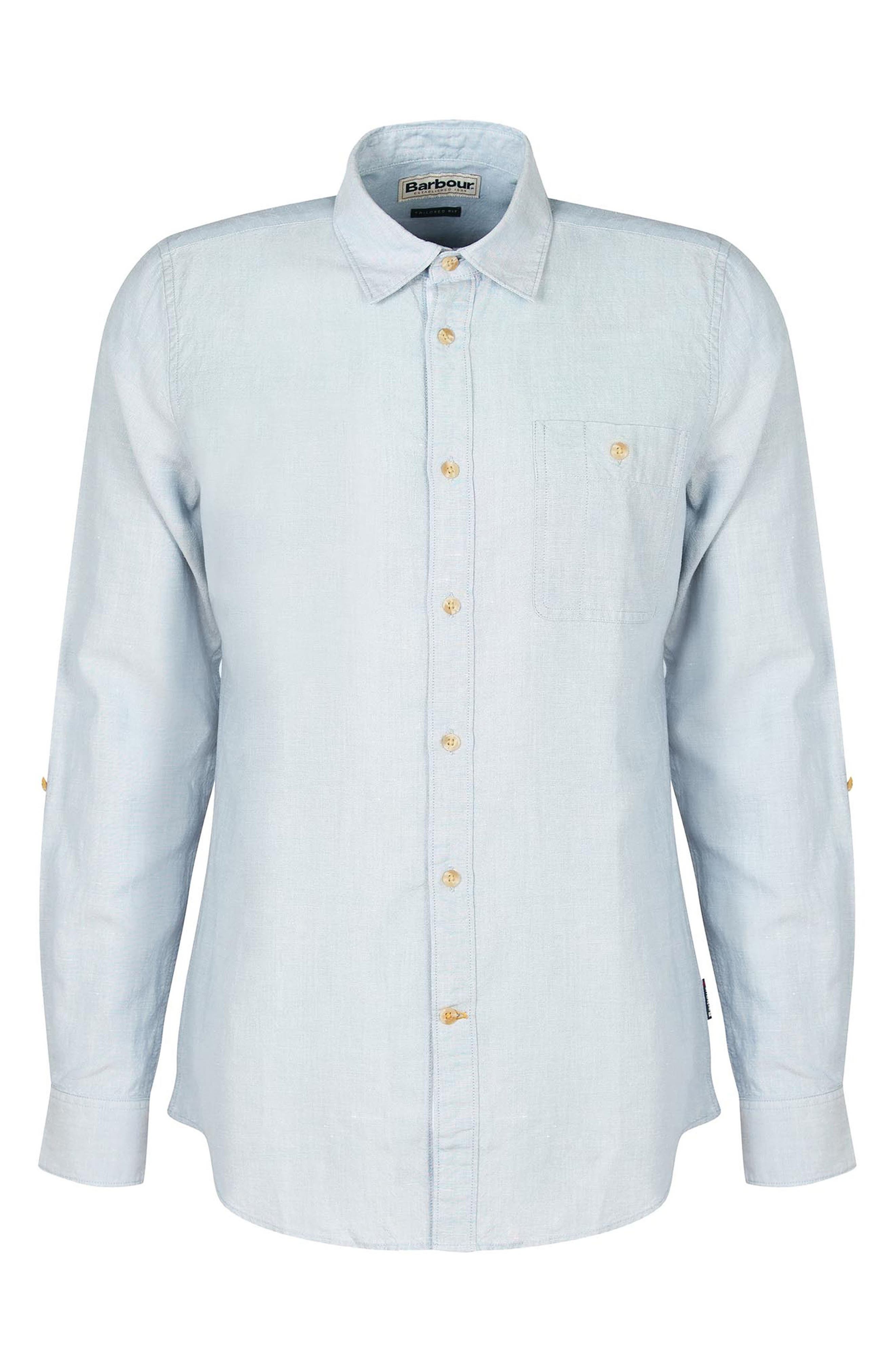 Barbour Ruthwell Tailored Fit Solid Button-Up Shirt in Chambray at Nordstrom, Size Small - 3