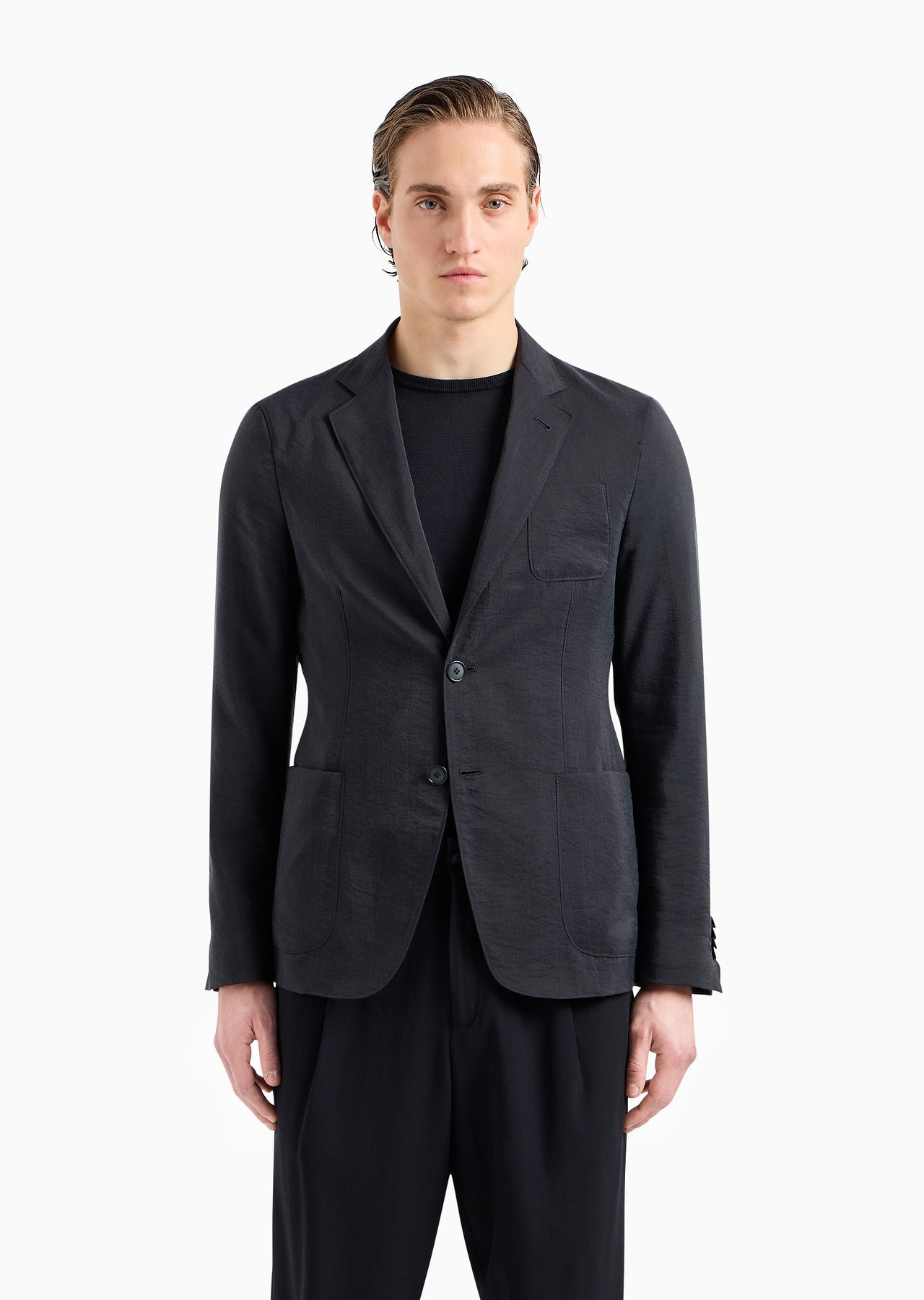 GIORGIO ARMANI Upton Line single-breasted jacket in a silk
