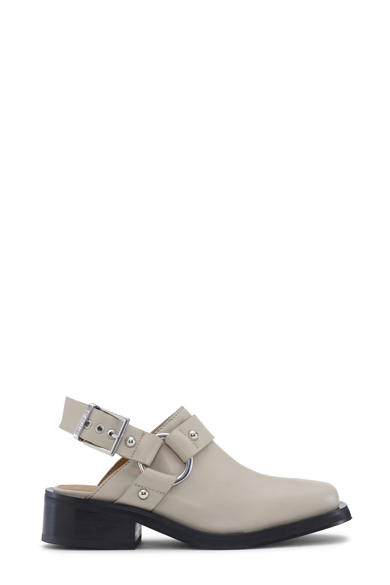 BEIGE SLINGBACK BIKER MULES - 1