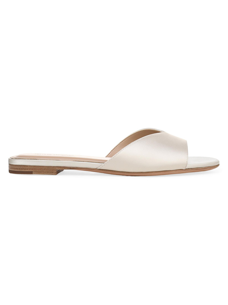 Women's Alex Satin Flat Sandals - Ivory 1