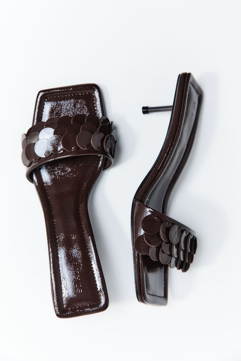 Paillette Kitten Heel - Patent Fudge - 3