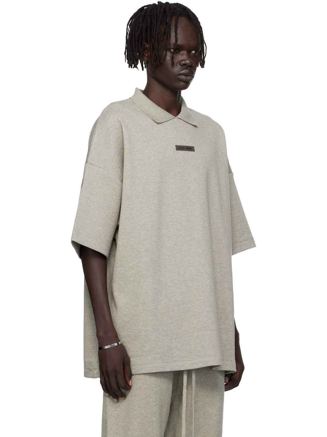 Gray 90s Fit Piqué Short Sleeve Polo - 2