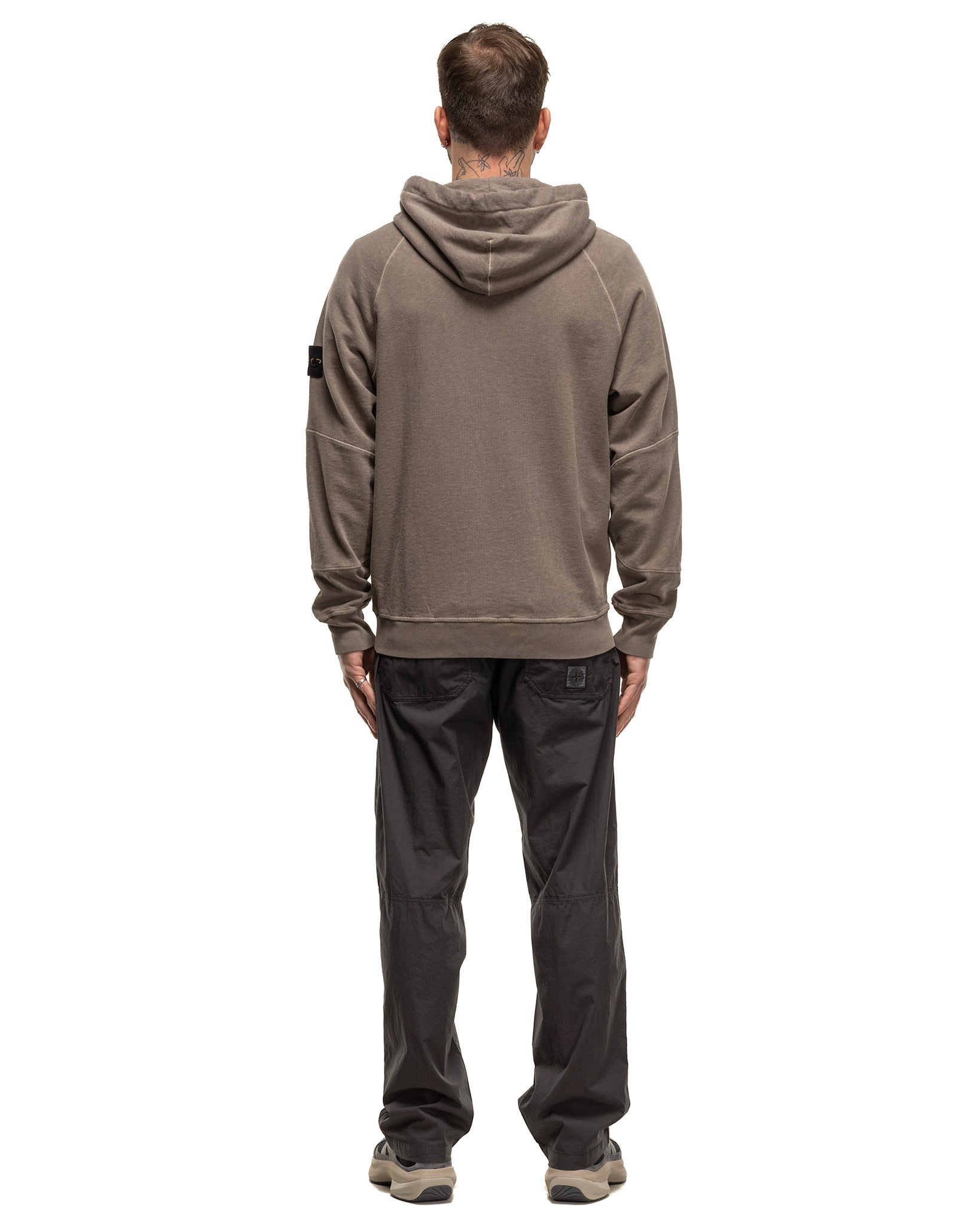 'Old' Treatment Hooded Full Zipper Sweatshirt Dove Grey - 3