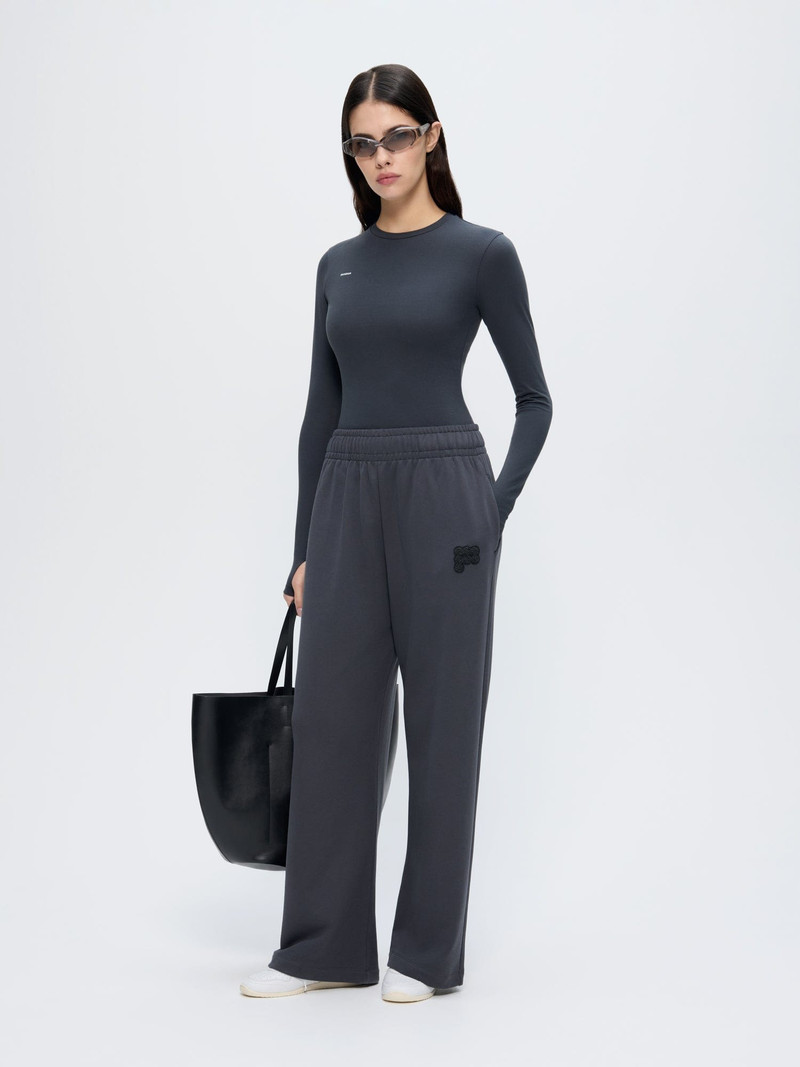 Womens Cotton-Stretch Long-Sleeved Top - Smoked Black 3