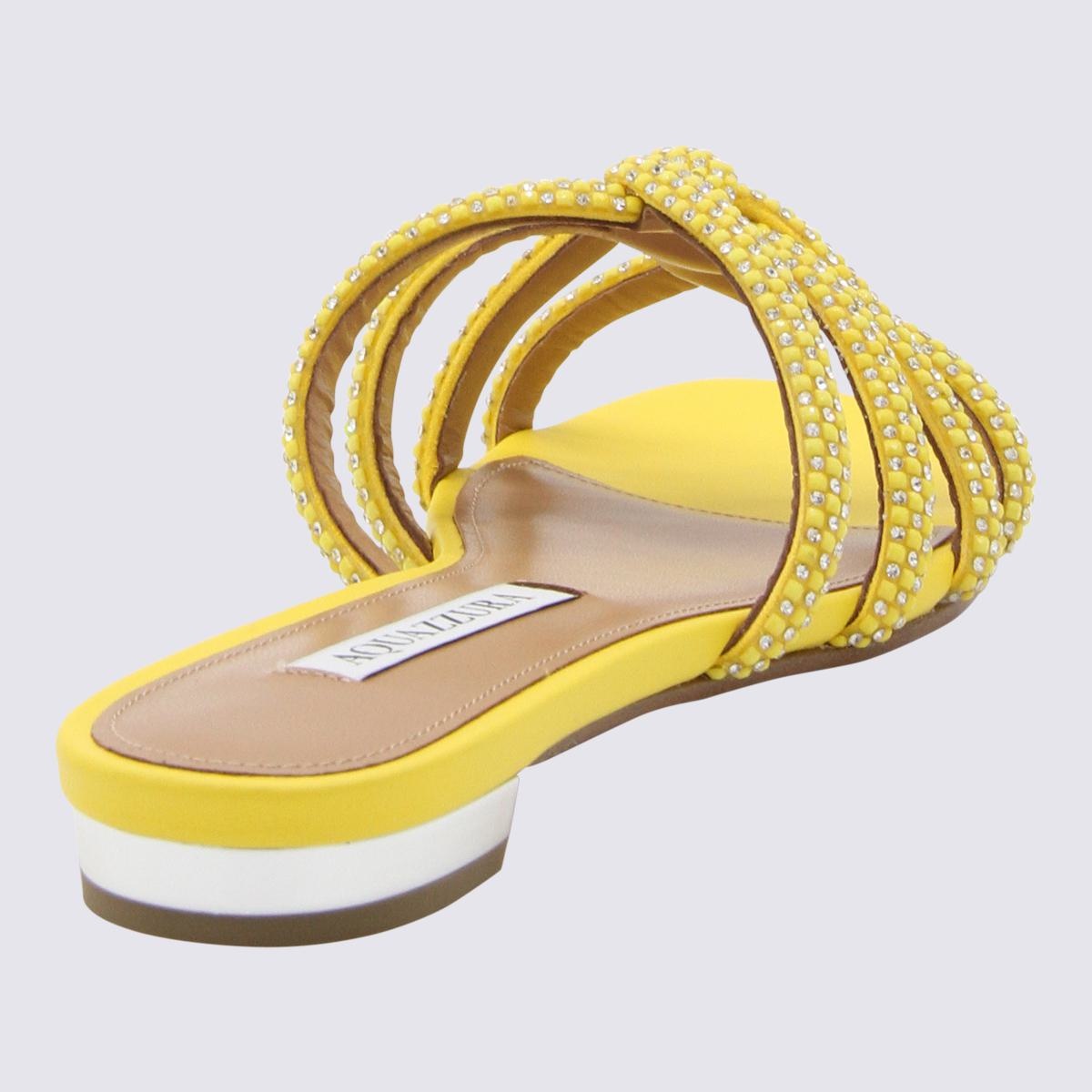 AQUAZZURA YELLOW LEATHER SANDALS - 2