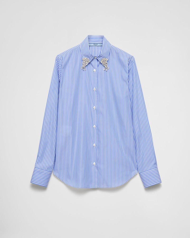 Embroidered stripe poplin shirt 1
