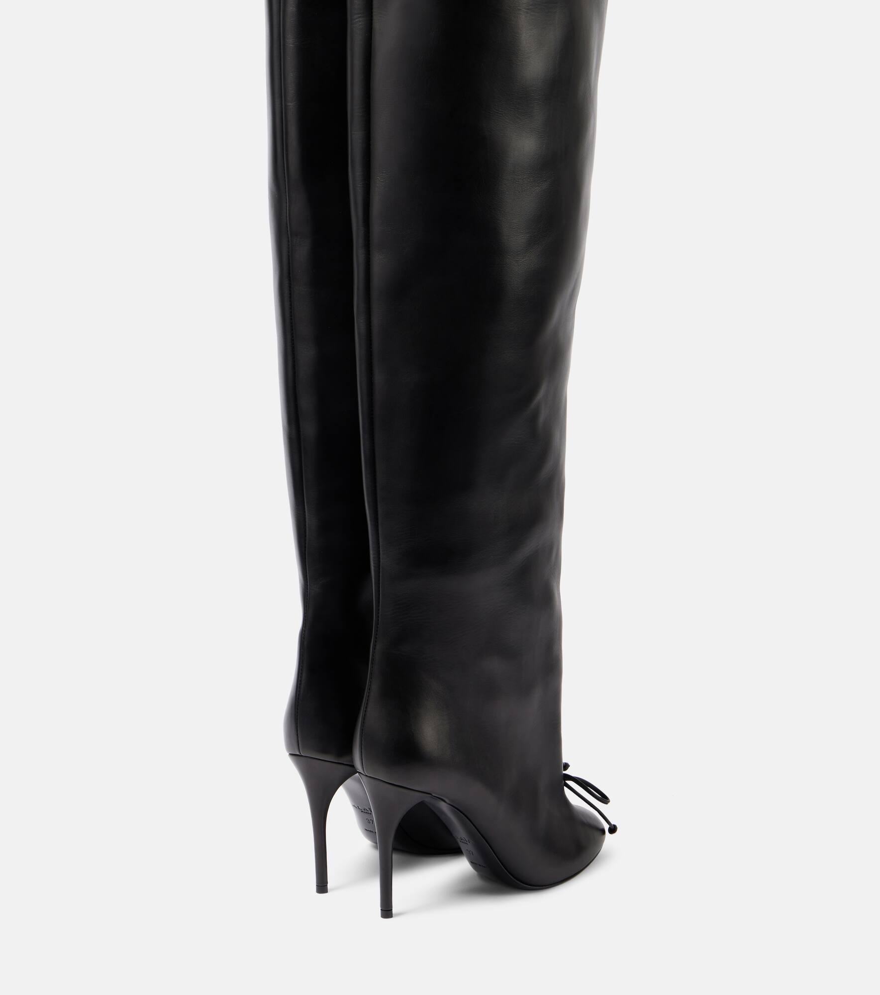 Bow-detail leather over-the-knee boots - 2