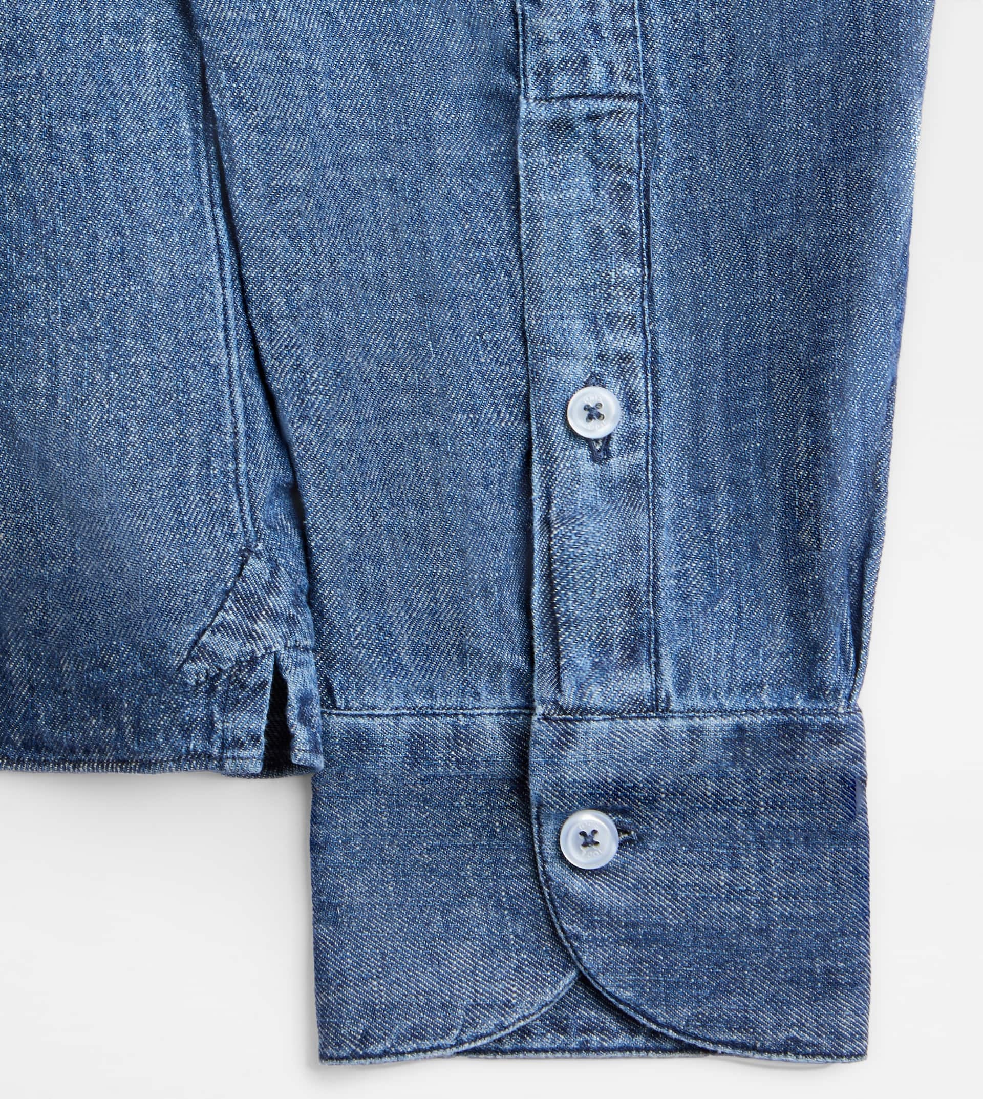 LINEN BLEND POLO SHIRT - BLUE - 7