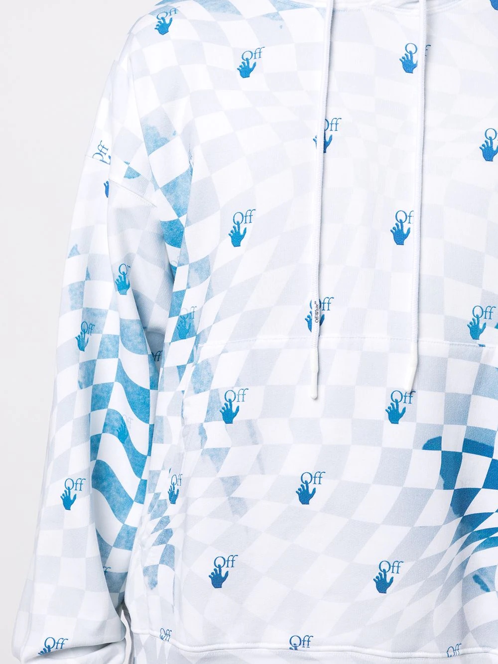 checkerboard-print logo-print cotton hoodie - 5