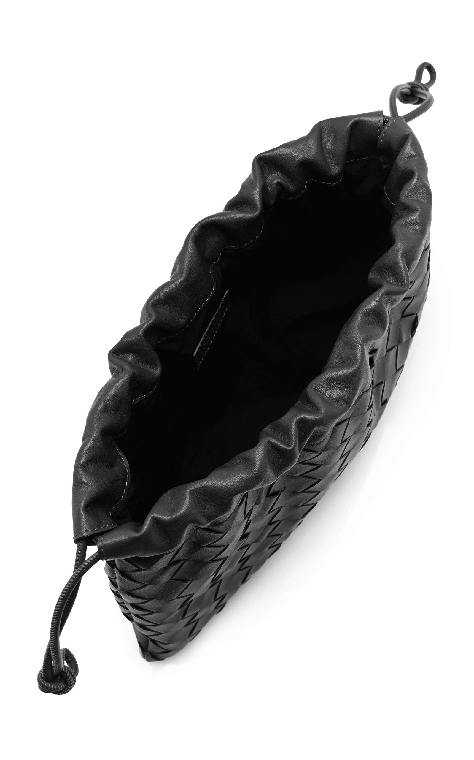 Medium Drawstring Intrecciato Leather Clutch black - 5