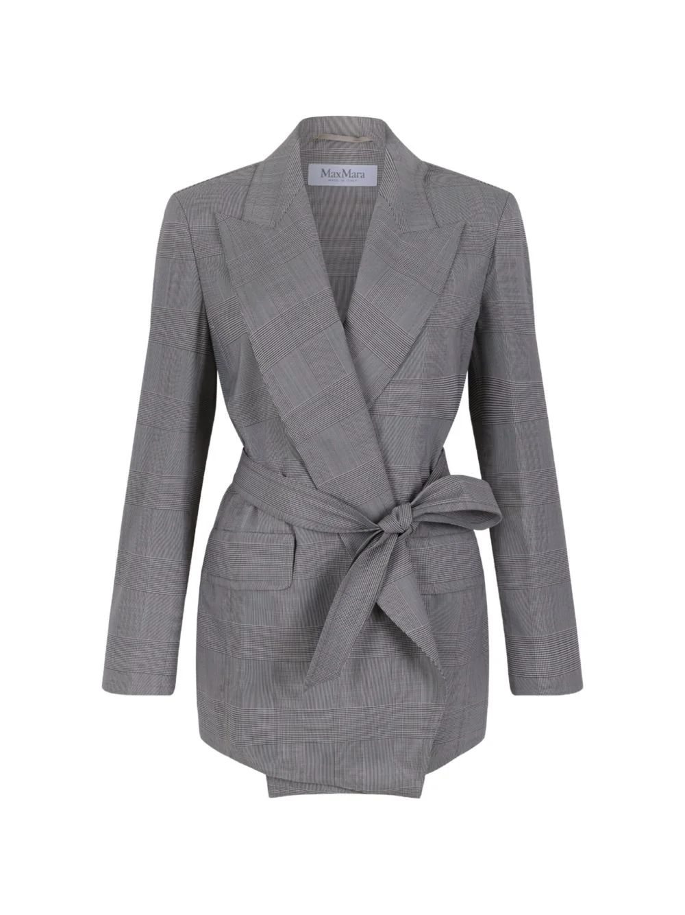 check-pattern belted jacket - 1