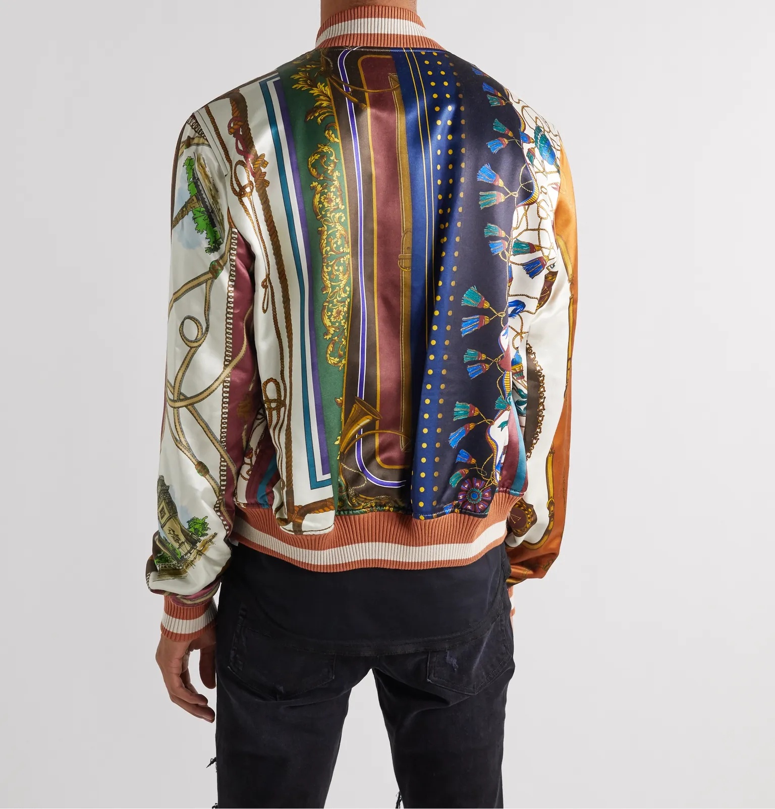 Printed Satin Bomber Jacket - 4