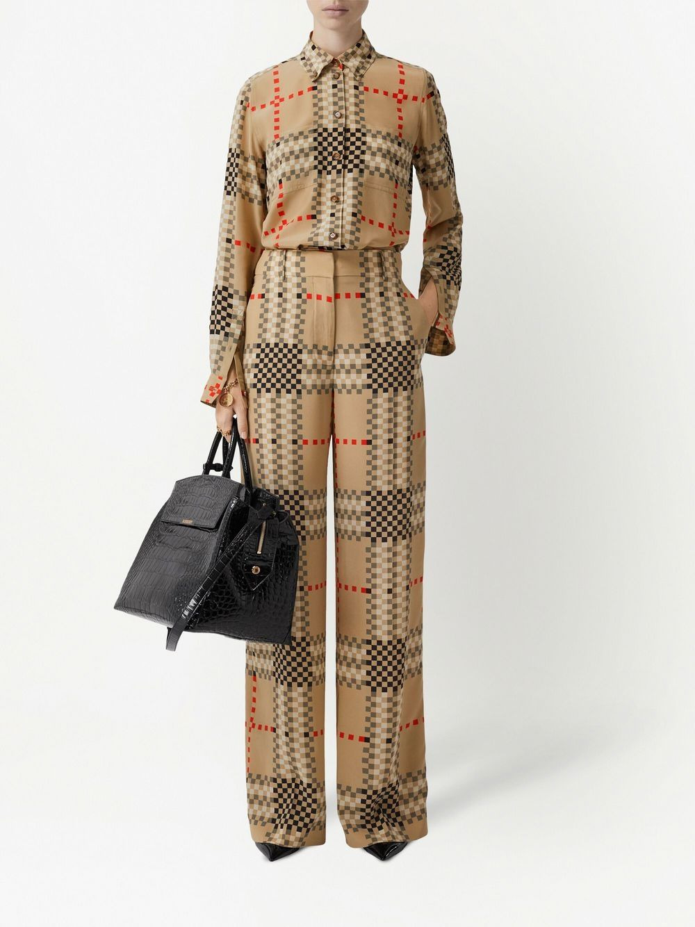 Pixel Check wide-leg trousers - 2