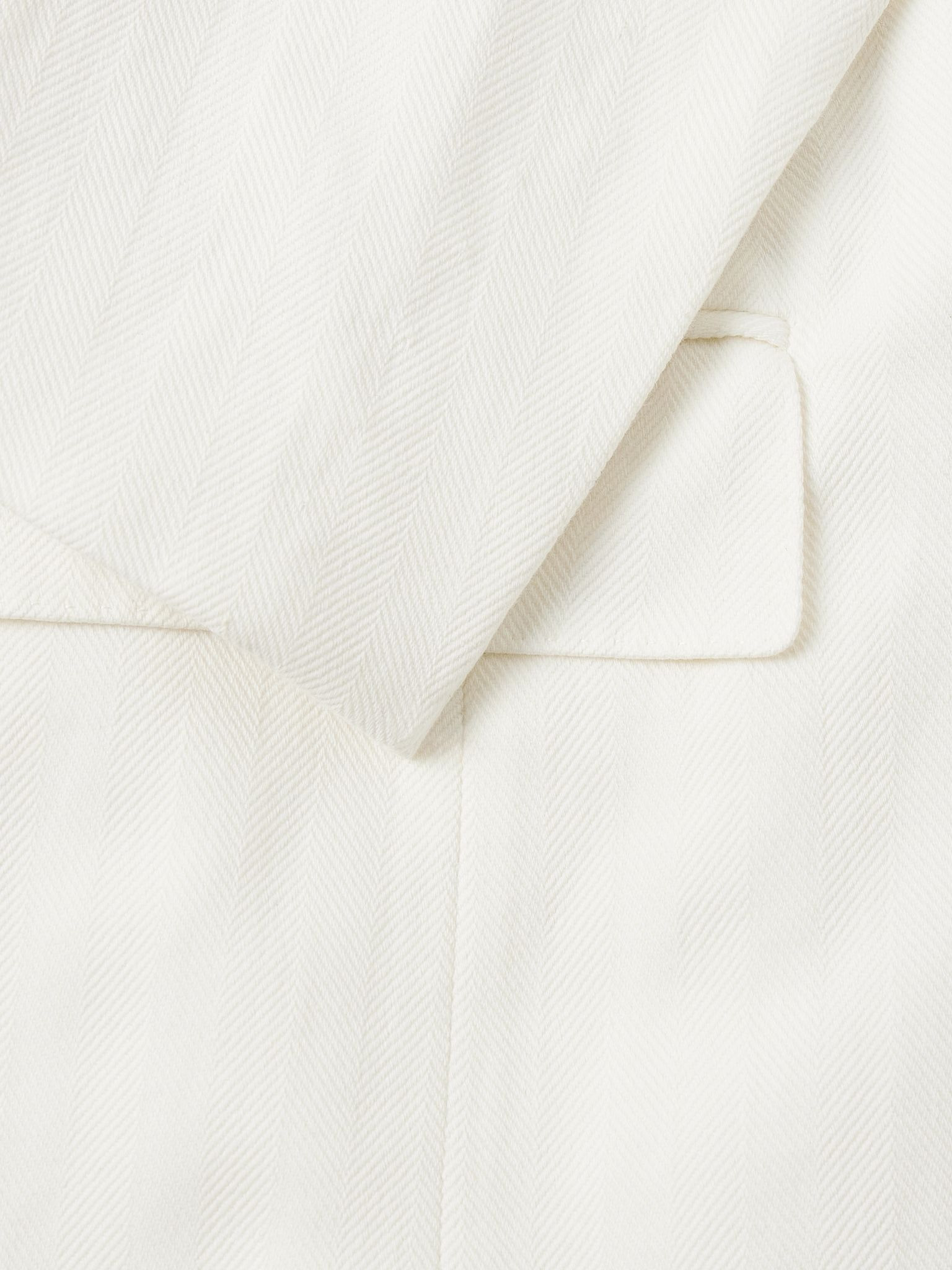 Double-Breasted Herringbone Cotton and Linen-Blend Suit Jacket Cream - 4