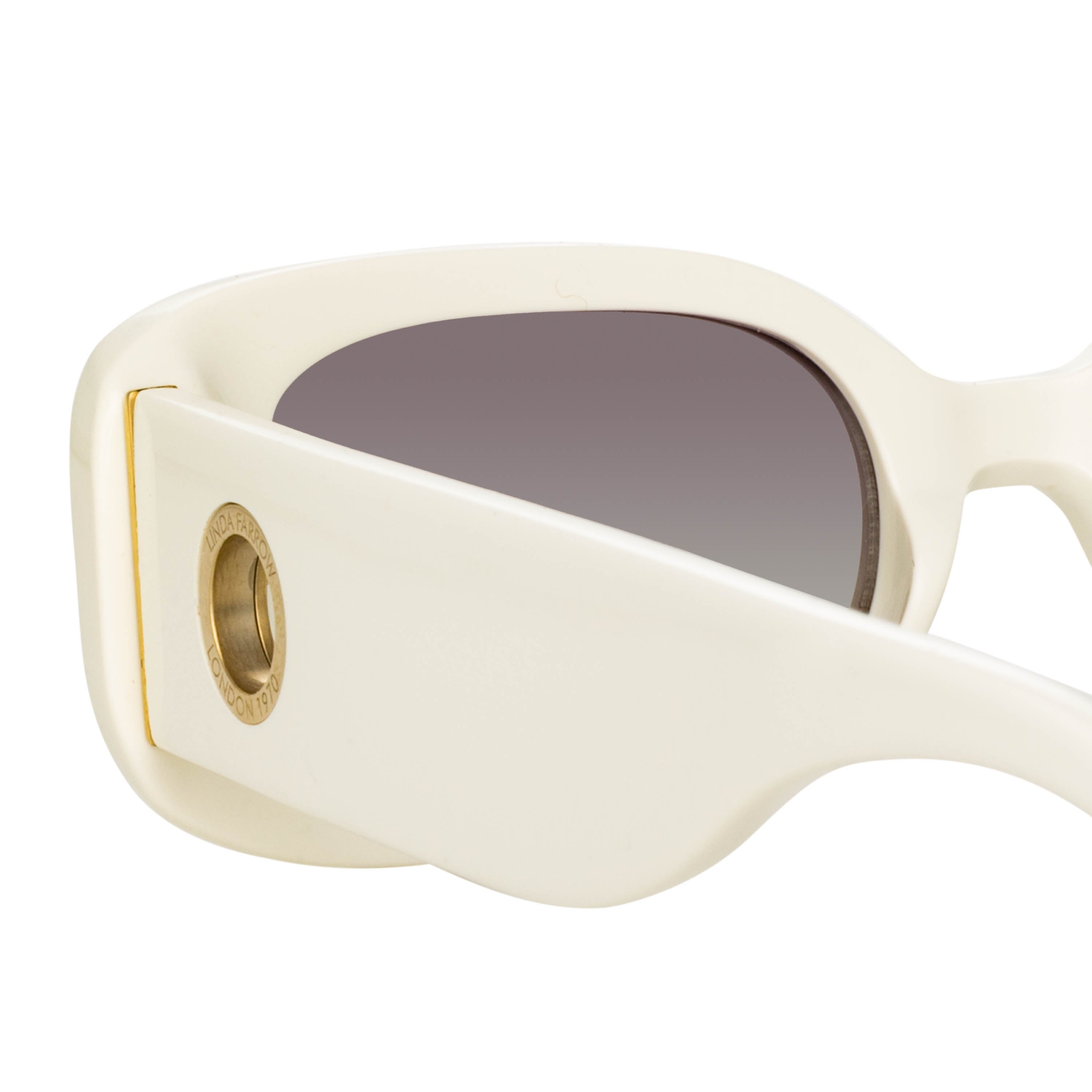 LOLA RECTANGULAR SUNGLASSES IN WHITE - 5