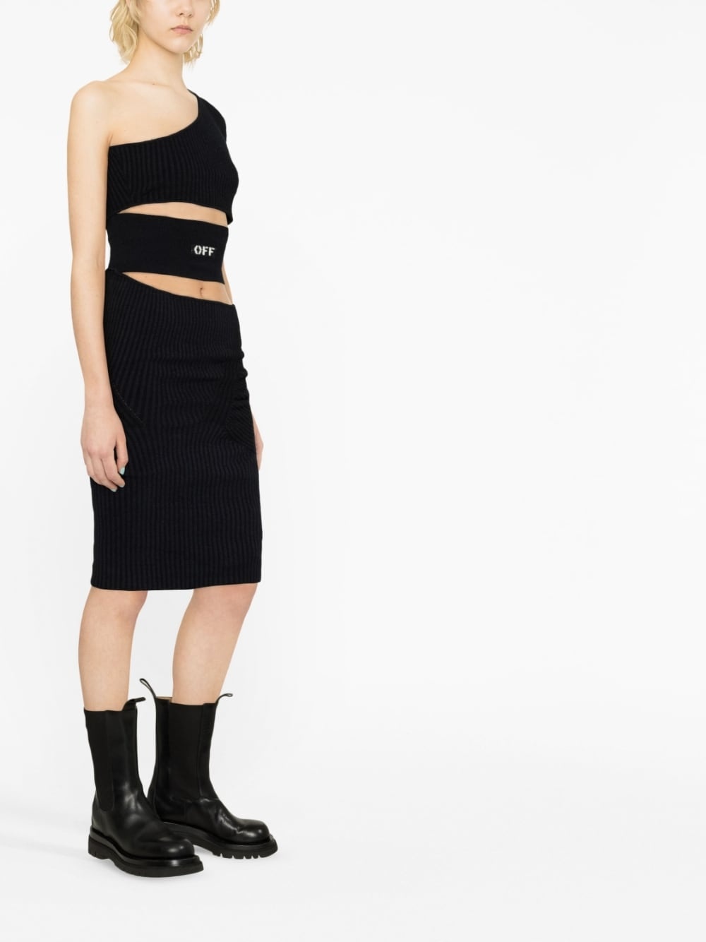 logo-print cut-out dress - 4