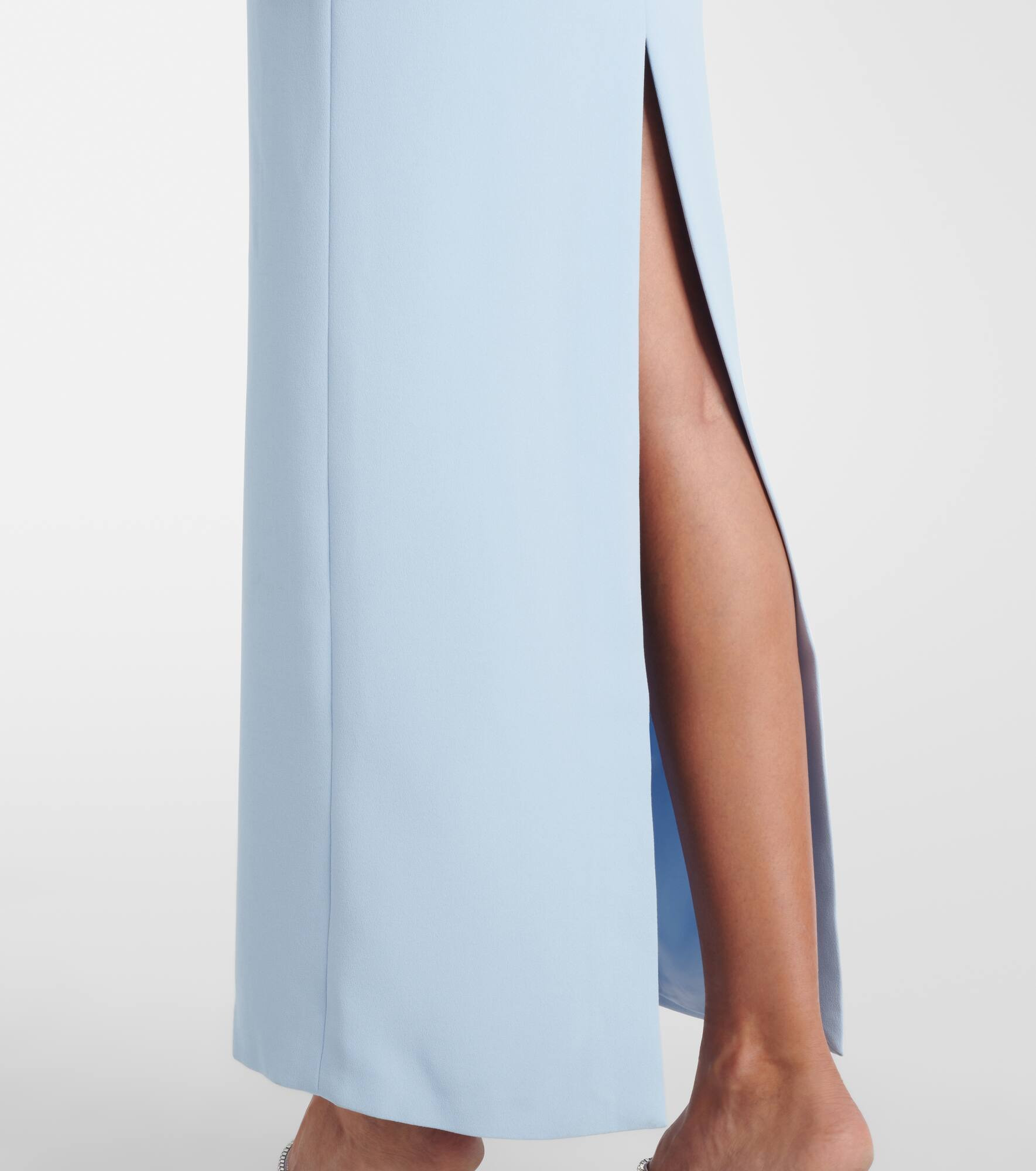 Floral-appliqué crêpe maxi dress - 5