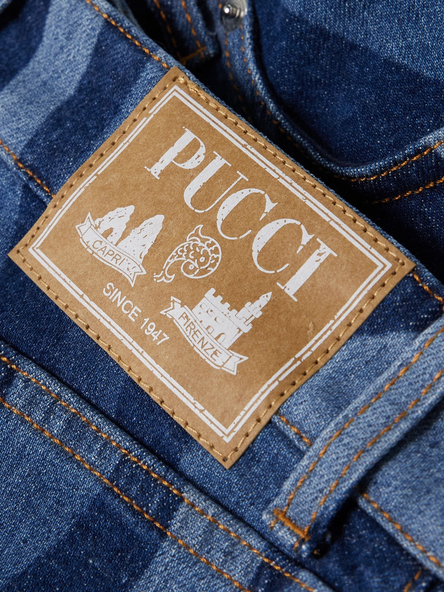 Marno frayed printed denim shorts Blue - 5