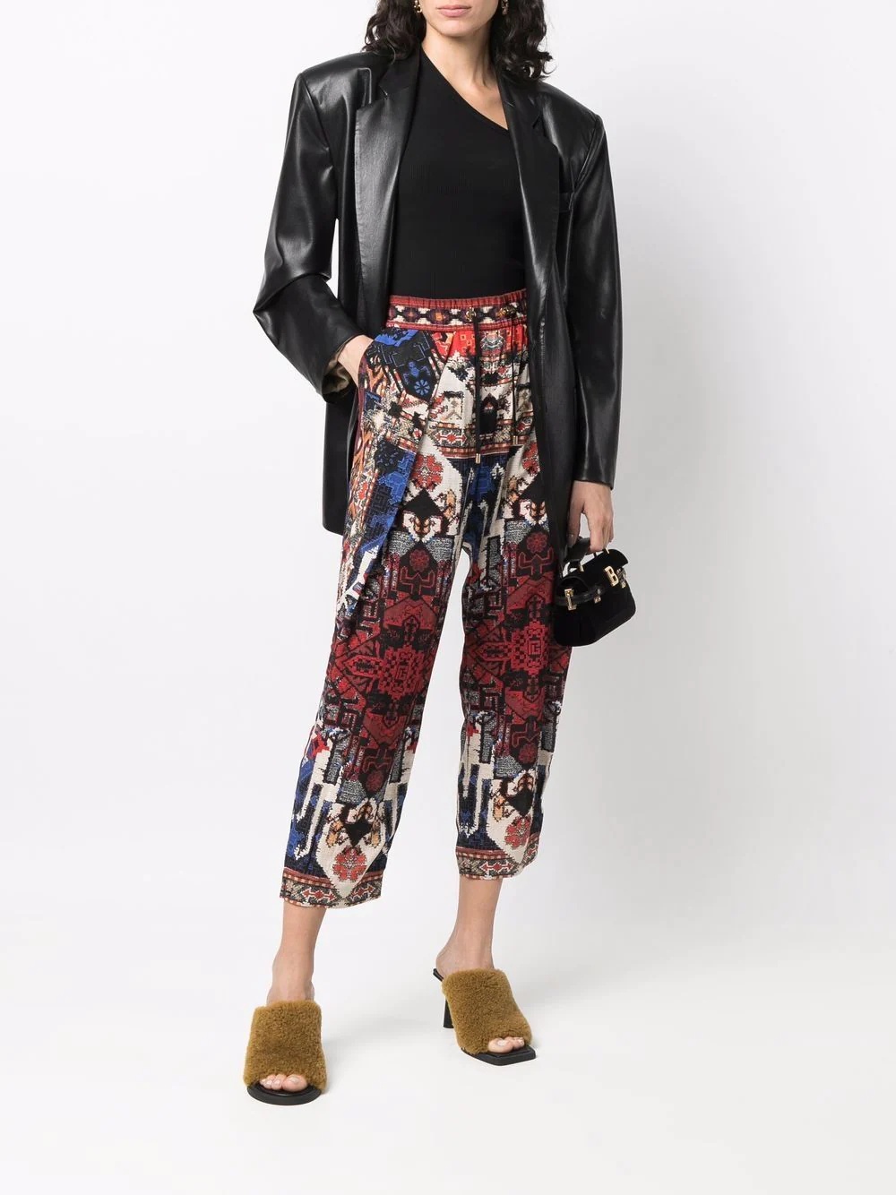 abstract pattern-print cropped trousers - 2