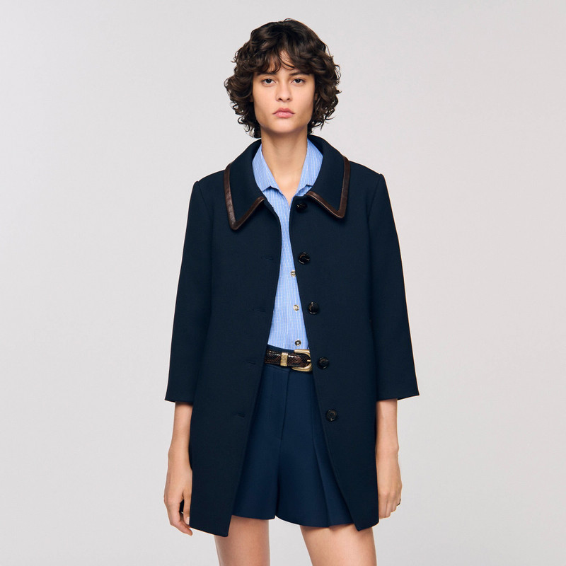 COAT WITH LEATHER STRIPES 5