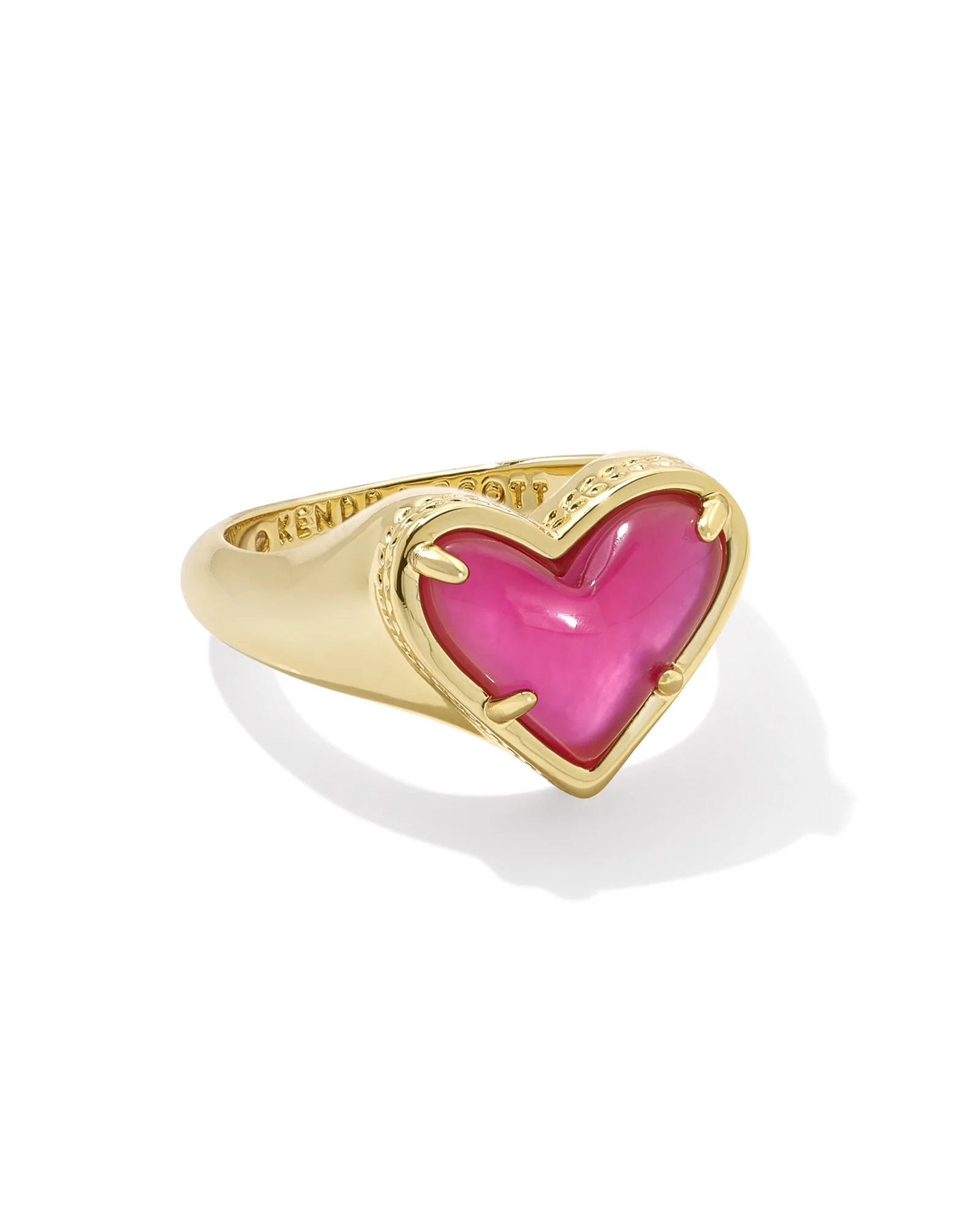 Framed Ari Heart Gold Band Ring in Azalea Illusion - 1