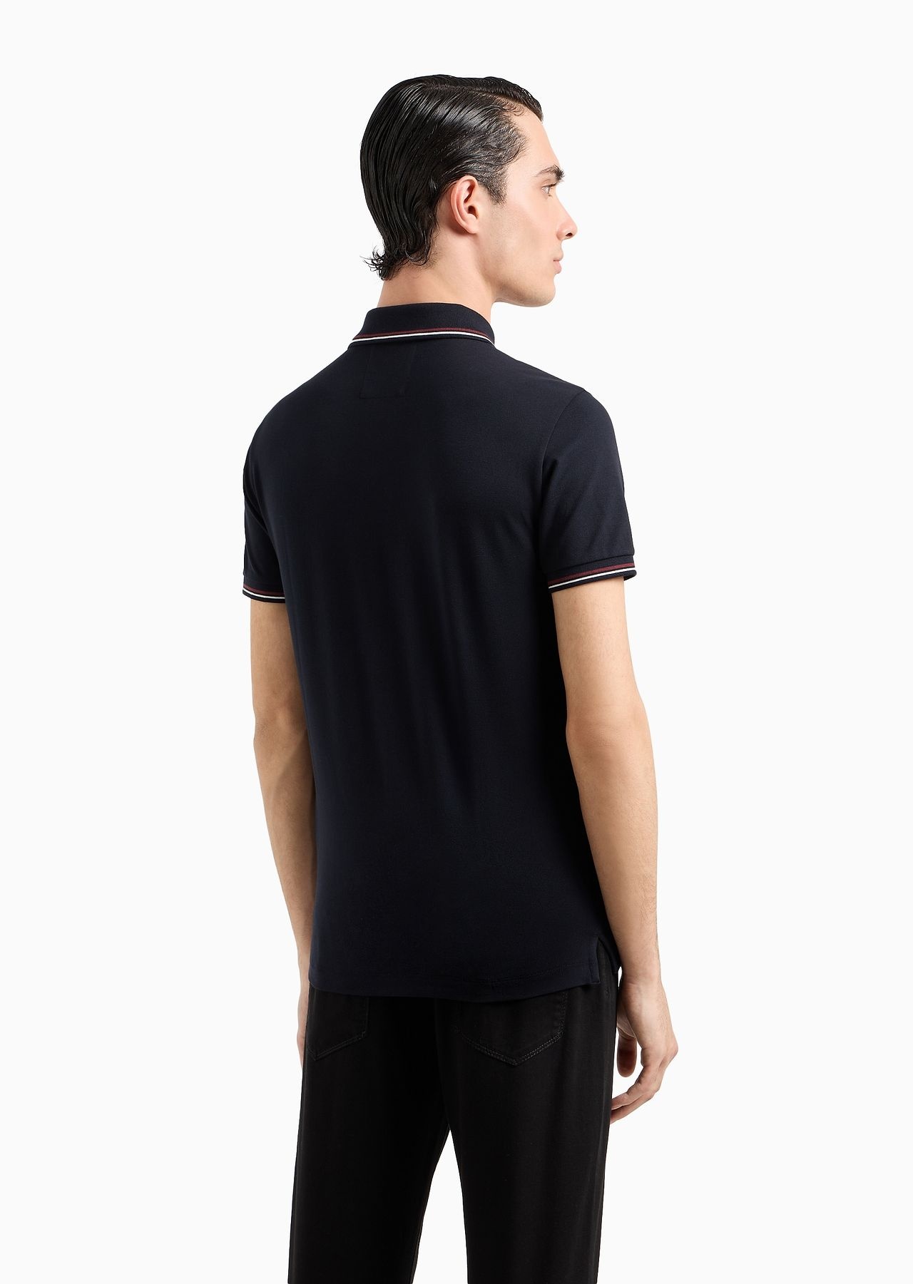 Slim-fit stretch piqué polo shirt with micro eagle - 3