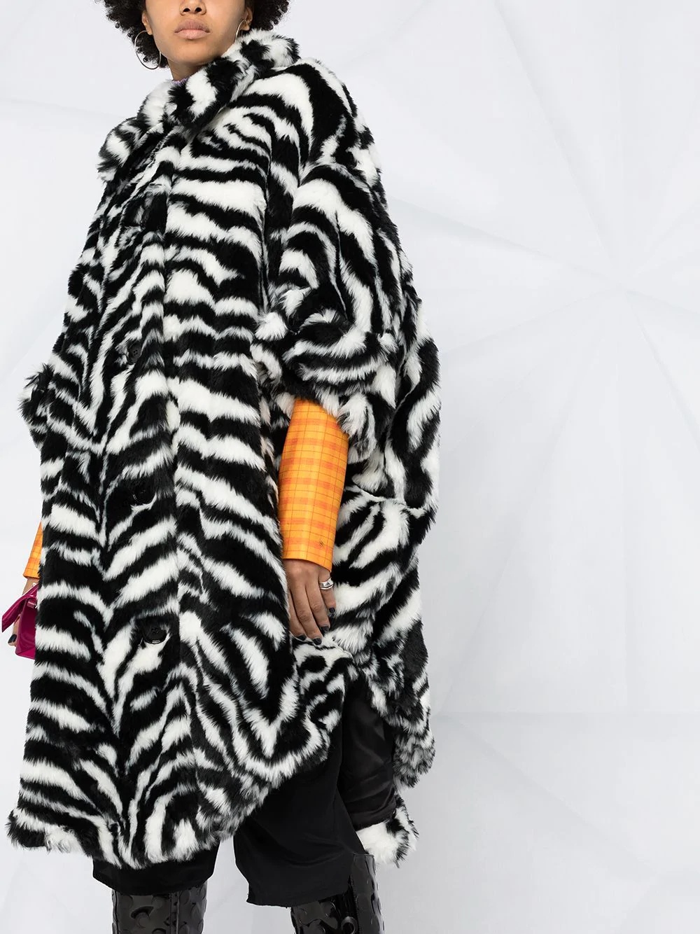 oversized zebra high-low coat - 5