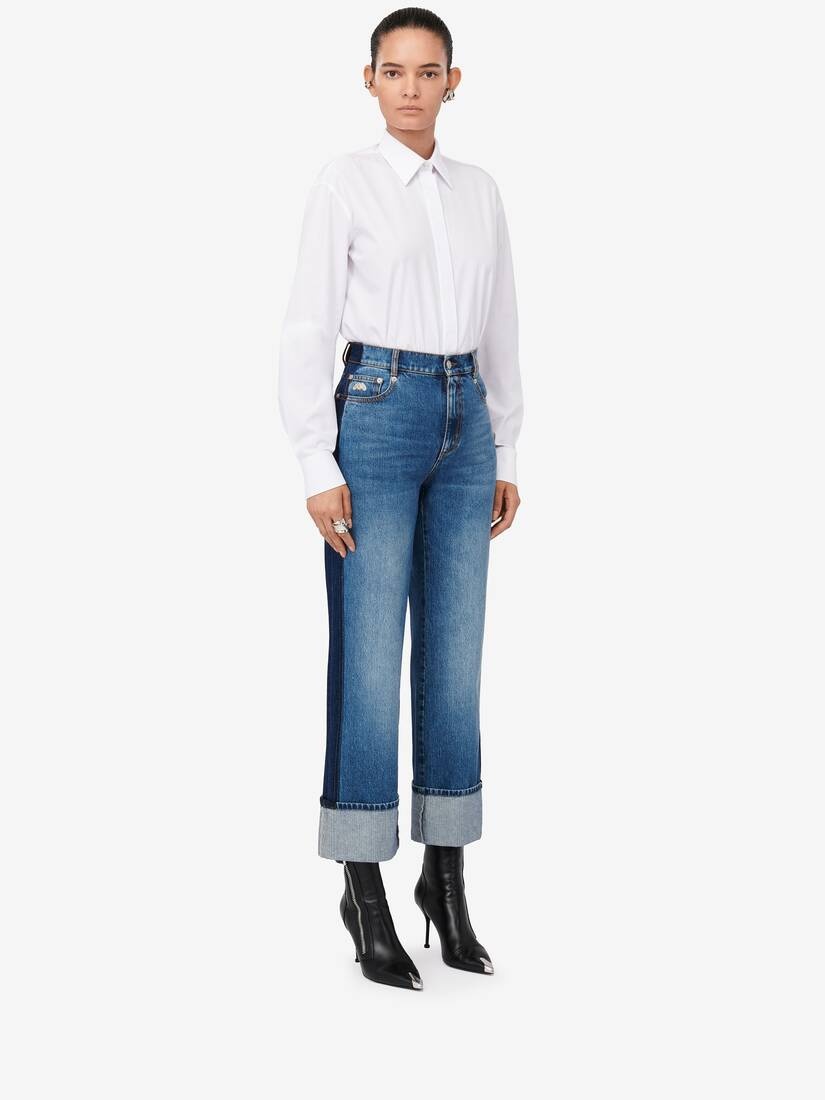 Women's Baggy Boyfriend Jeans in Washed Blue - 3